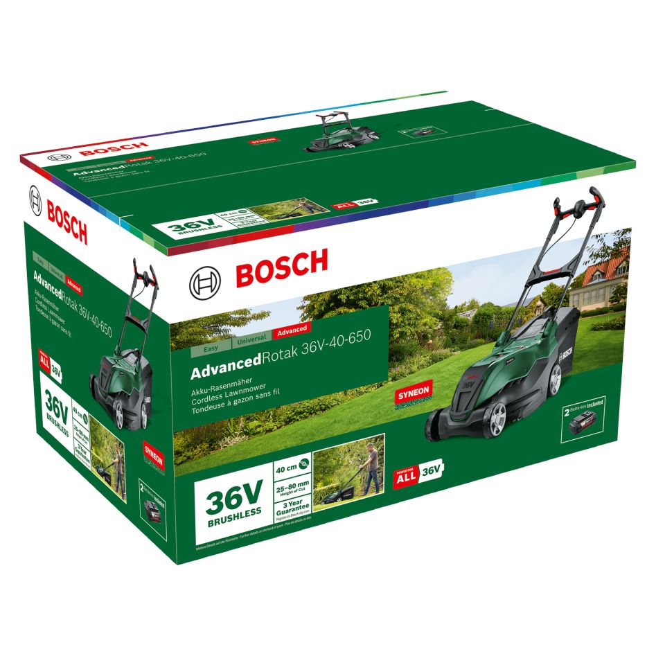 Bosch Green 06008B9F02 AdvancedRotak 36V-40-650 Akumulatorska kosilica 2x 36V 4.0 Ah i punjač AL 36V-20