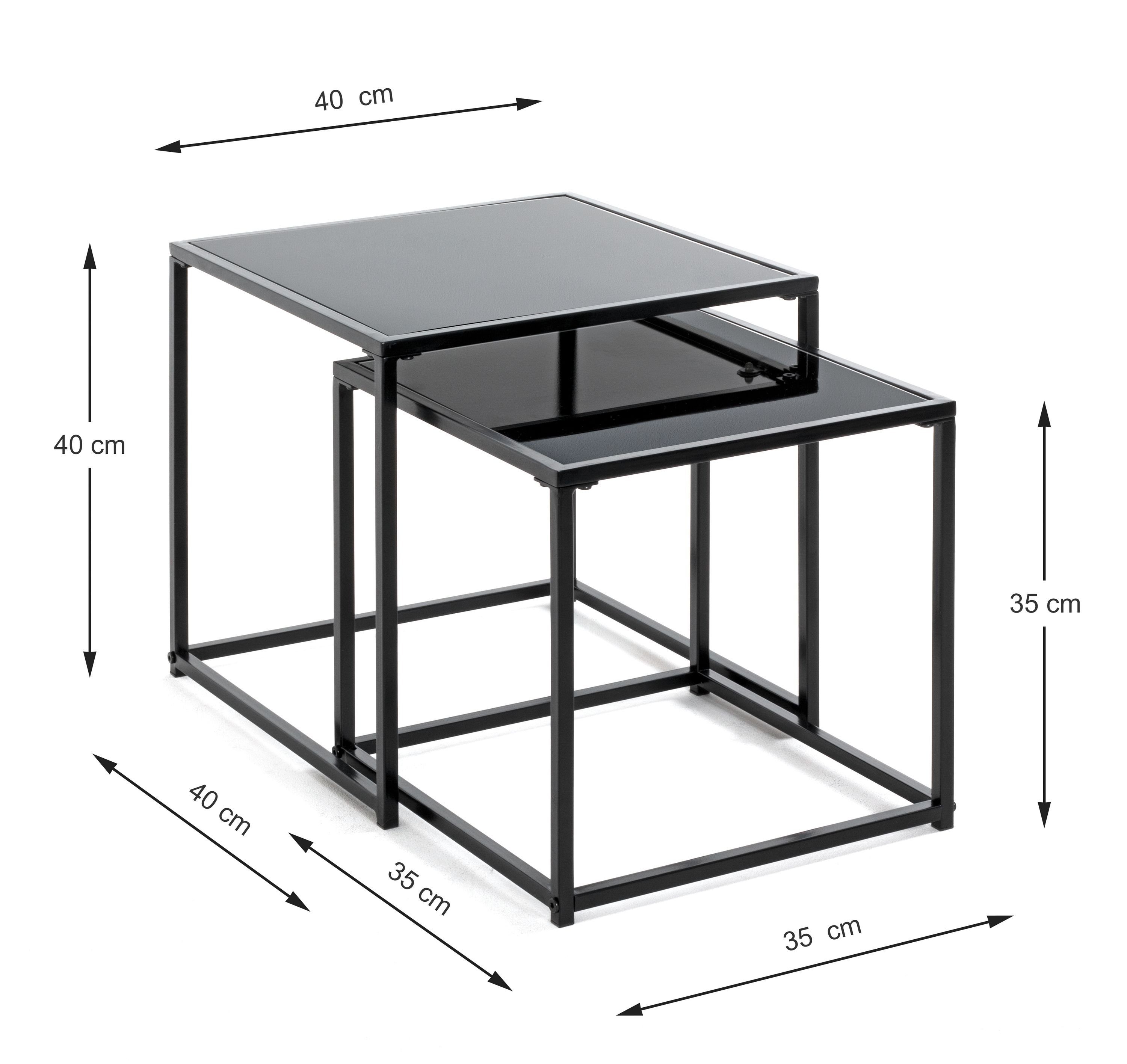 HAKU Beistelltisch Beistelltisch, HAKU Möbel Beistelltisch 2er Set schwarz Kaffeetisch Laptoptisch