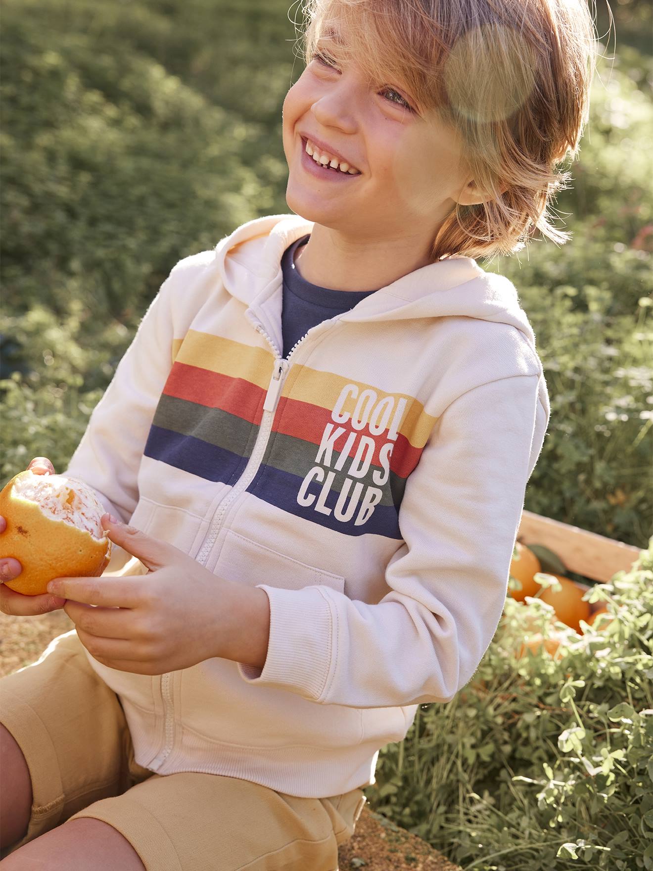 Vertbaudet Jungen Kapuzensweatjacke COOL KIDS CLUB Oeko-Tex - beige meliert