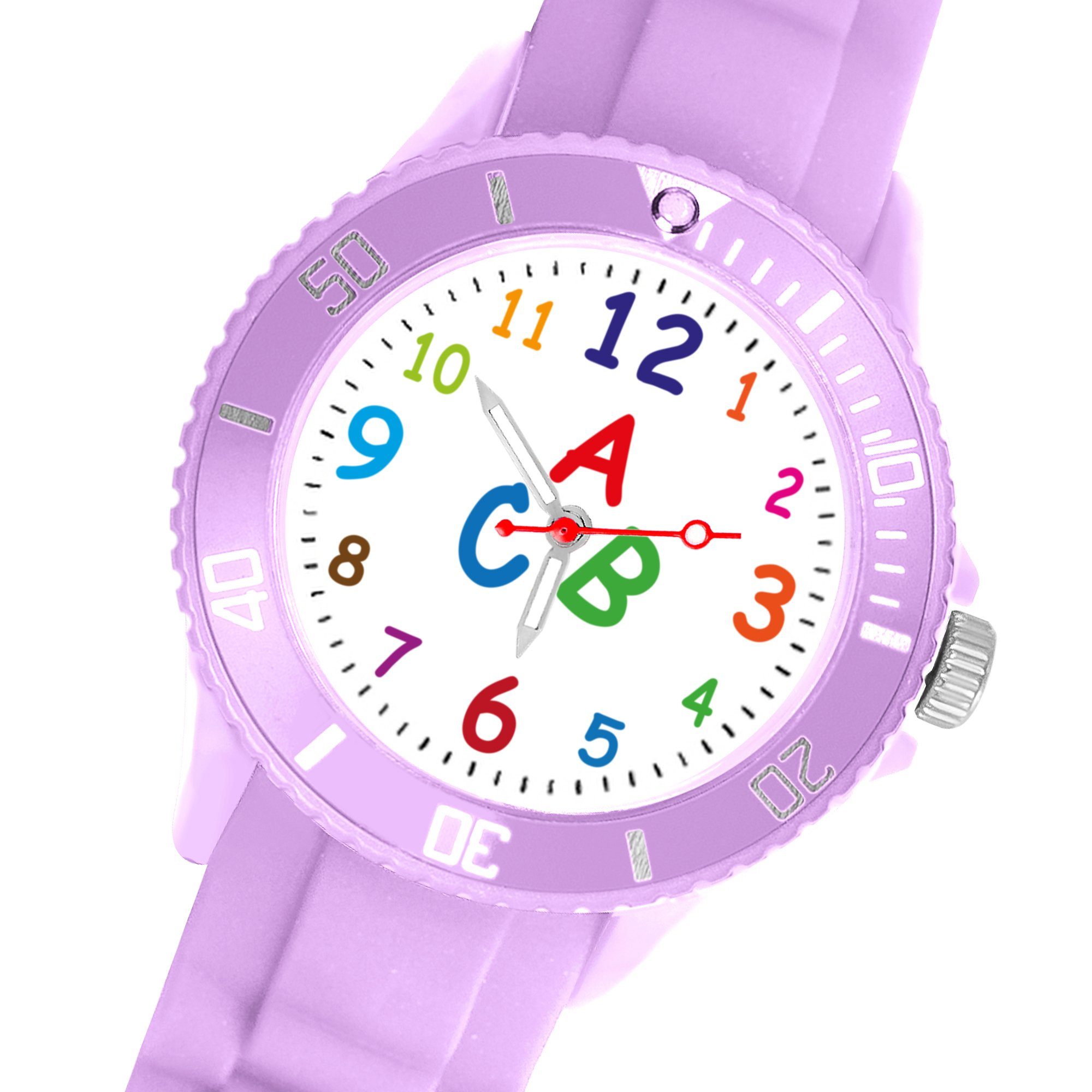 Taffstyle Quarzuhr Kinder Armbanduhr Silikon Lernuhr Zahlen Uhr Bunt, Bunte ABC Silikonuhr Farbige Sportuhr Kinderuhr 34mm Analog Quarz