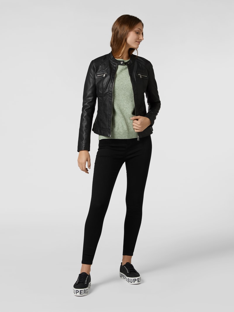Skinny Fit Jeggings mit Label-Patch in schwarz