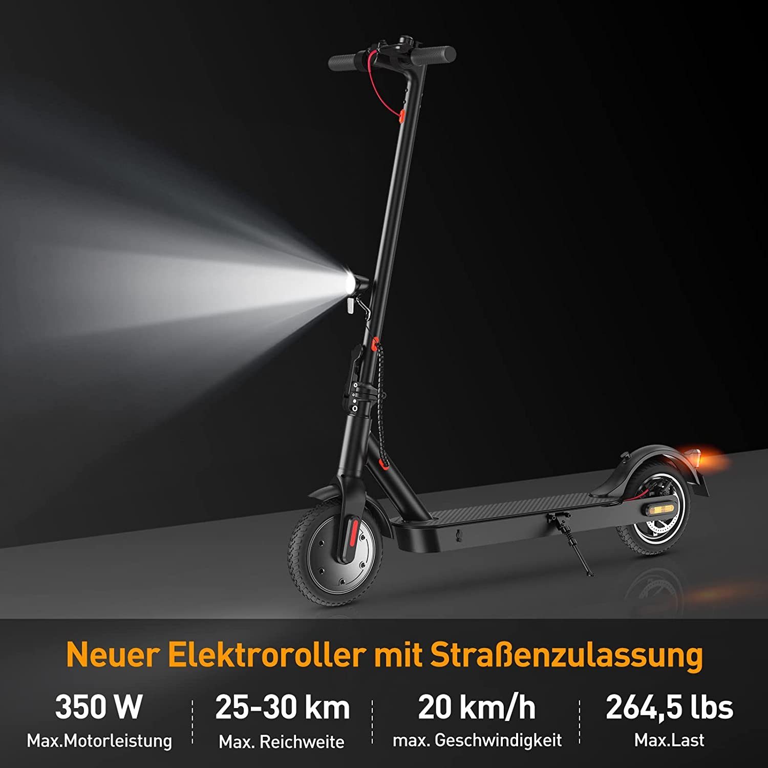 LETGOSPT E-Scooter 350W E-Scooter mit Straßenzulassung ABE mit APP, 8,5