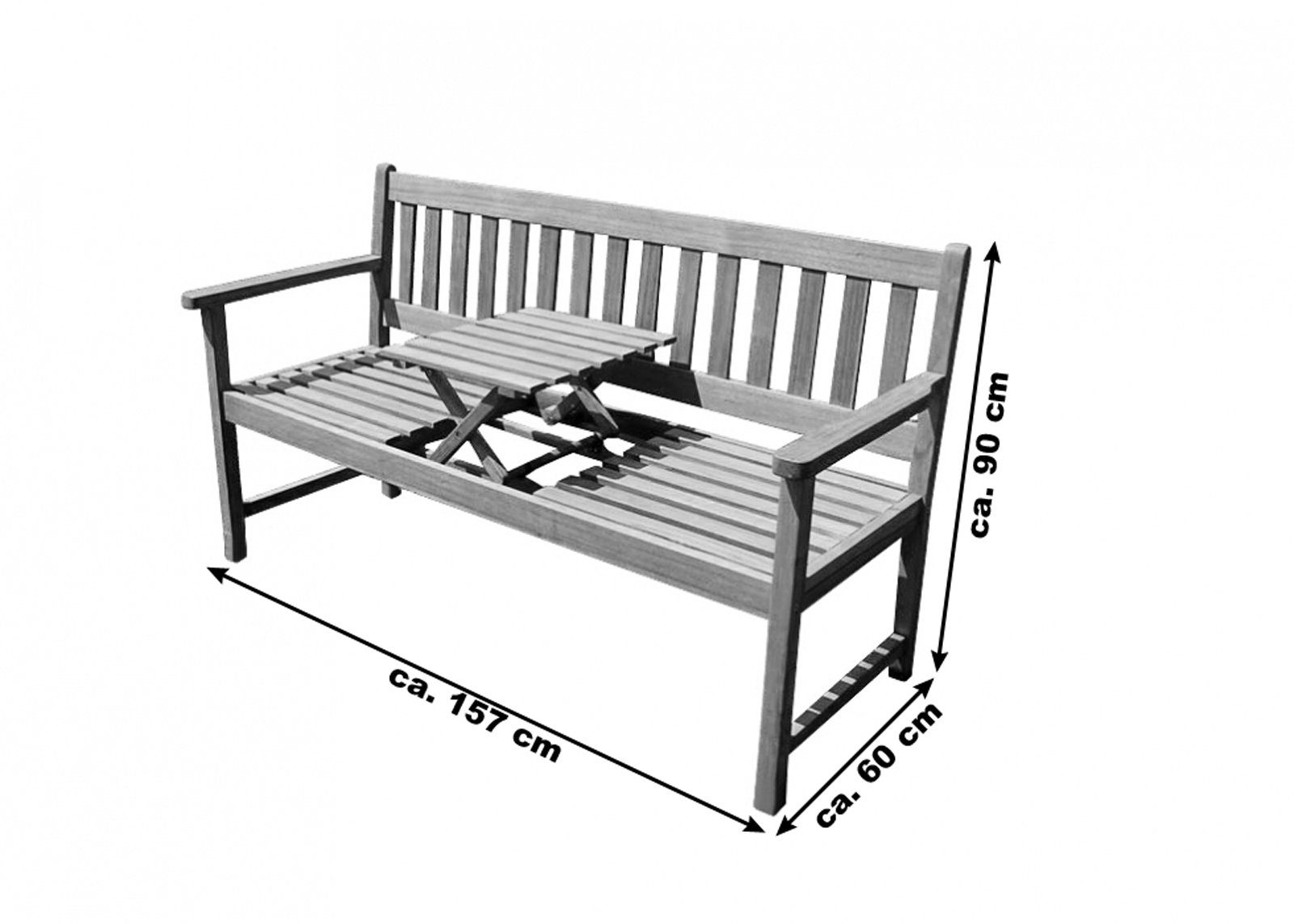 Junado® Gartenbank Laura, massives Akazienholz, 3-Sitzer, 157 cm