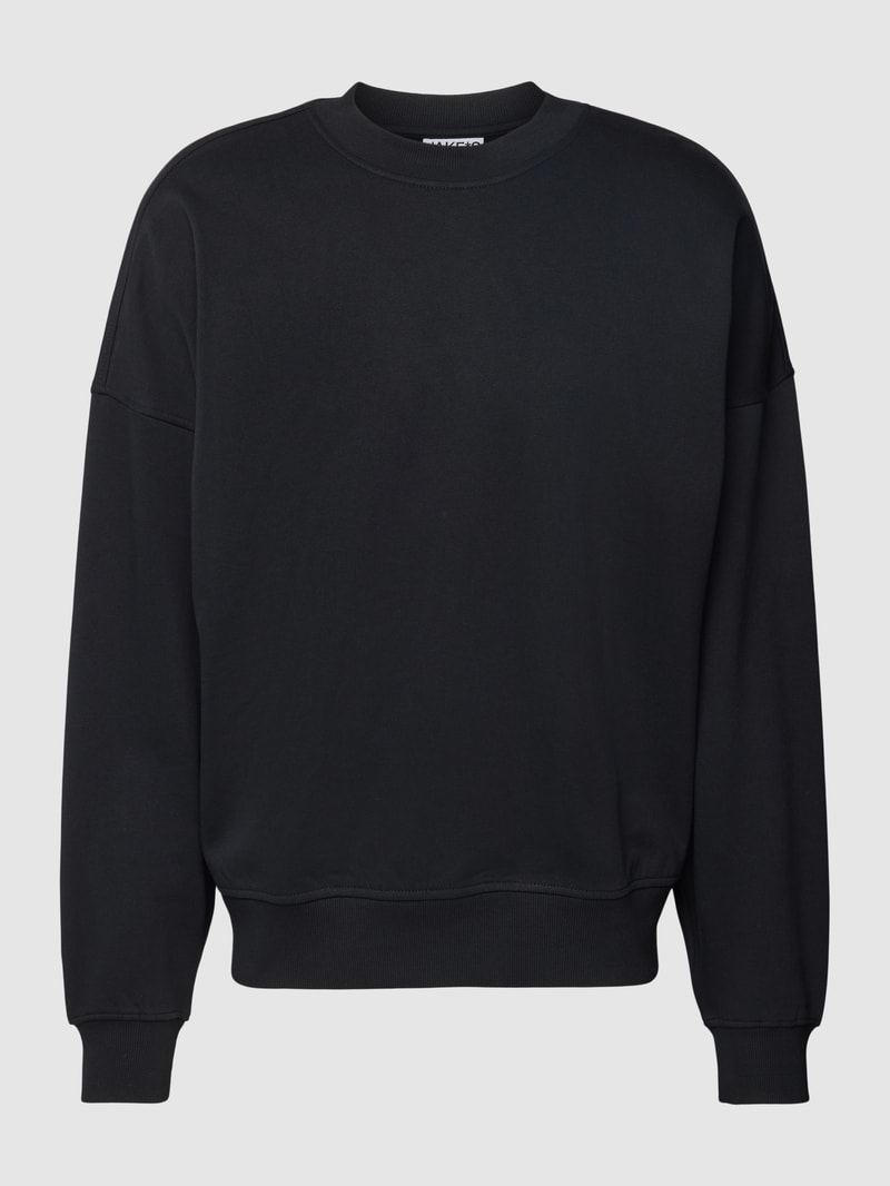 Sweatshirt mit gerippten Abschlüssen in schwarz