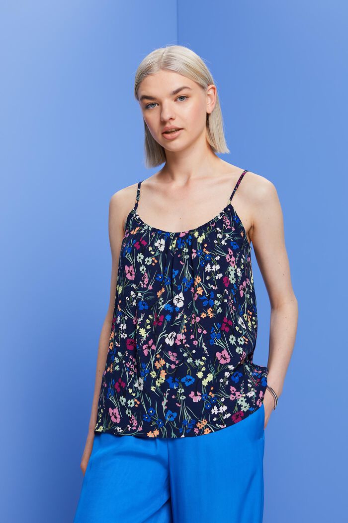 Gemusterte, ärmellose Bluse