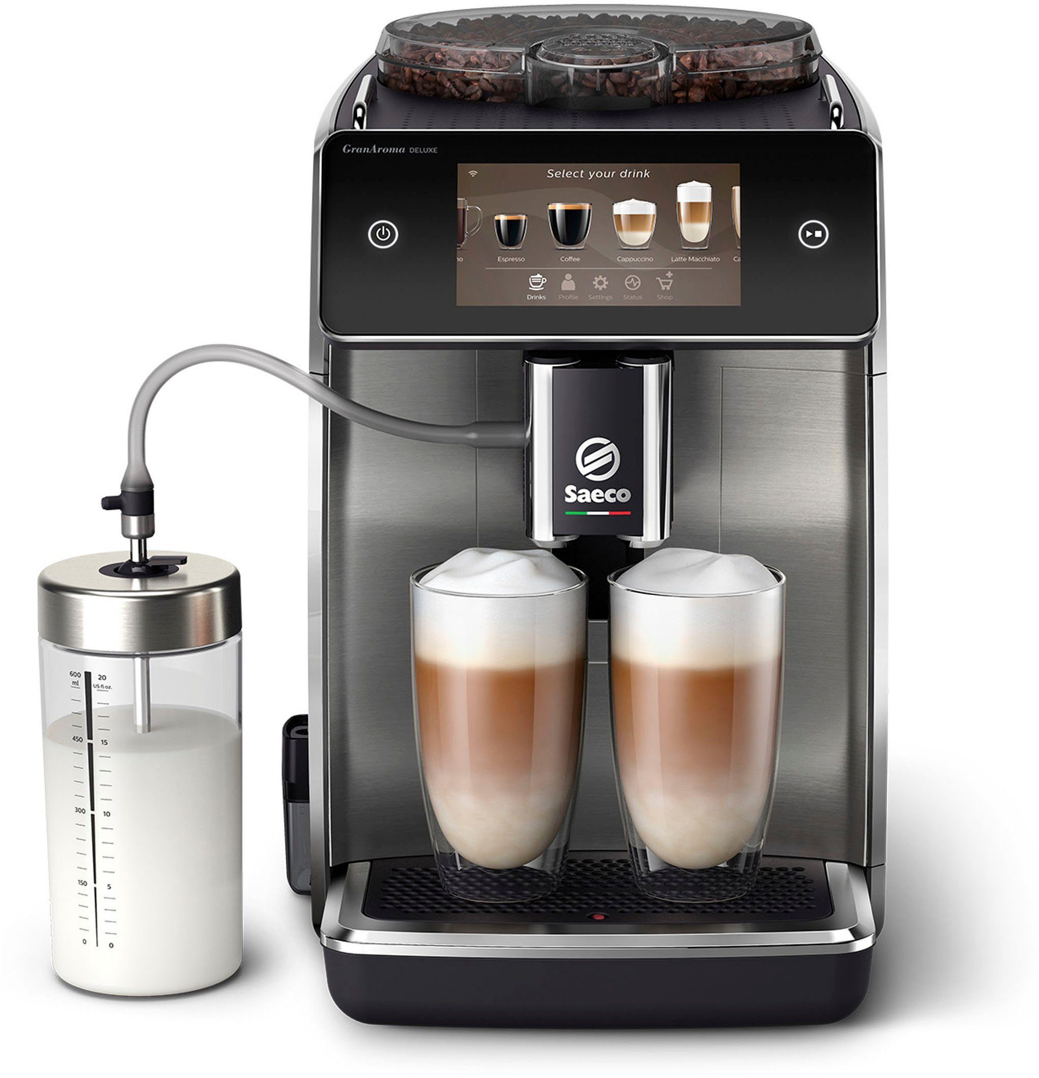 Saeco Kaffeevollautomat Saeco GranAroma Deluxe SM6685/00, Pflegeset CA6707/10 im Wert von UVP 49,99€