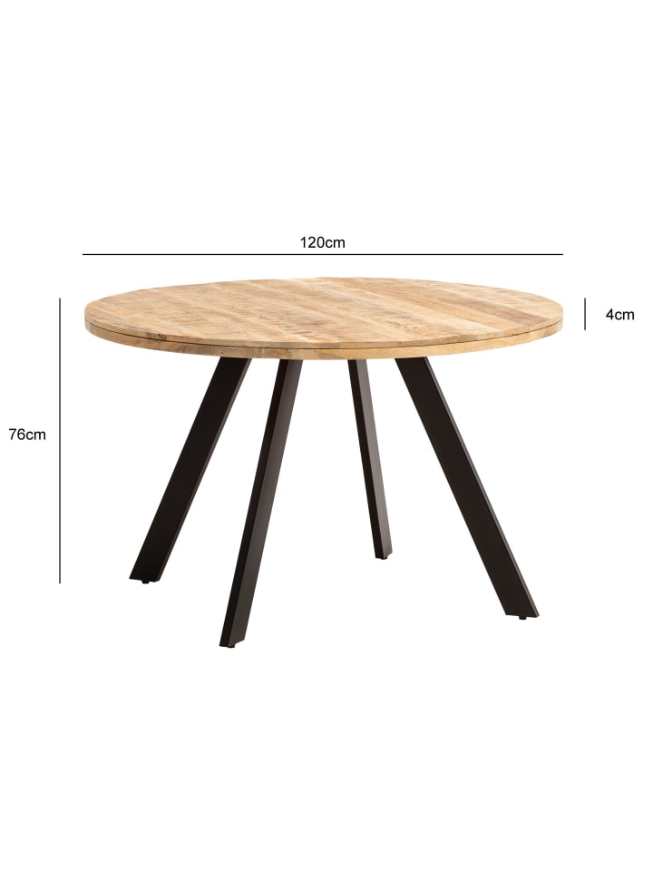 KADIMA DESIGN Esszimmertisch 120x120x76 cm Mango Massivholz Esstisch Modern, günstig kaufen onesize