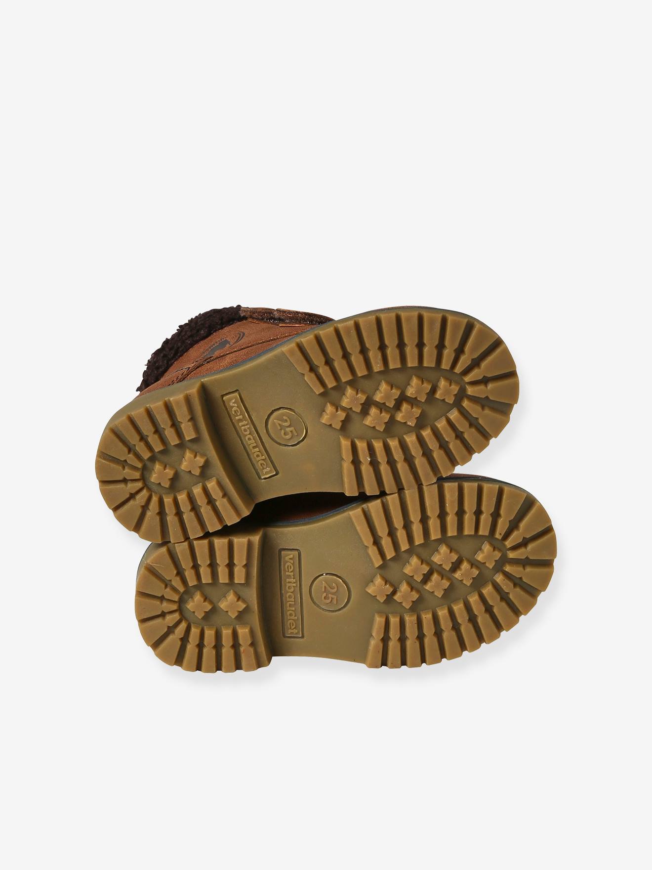 Vertbaudet Warme Kinder Klett-Boots mit Anziehtrick - camel