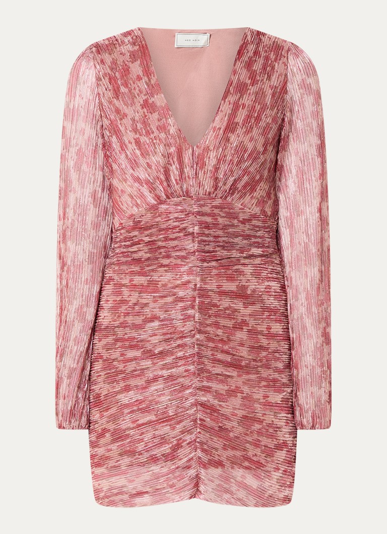 Neo Noir  Wallis Glitz Flower mini jurk met lurex en V-hals