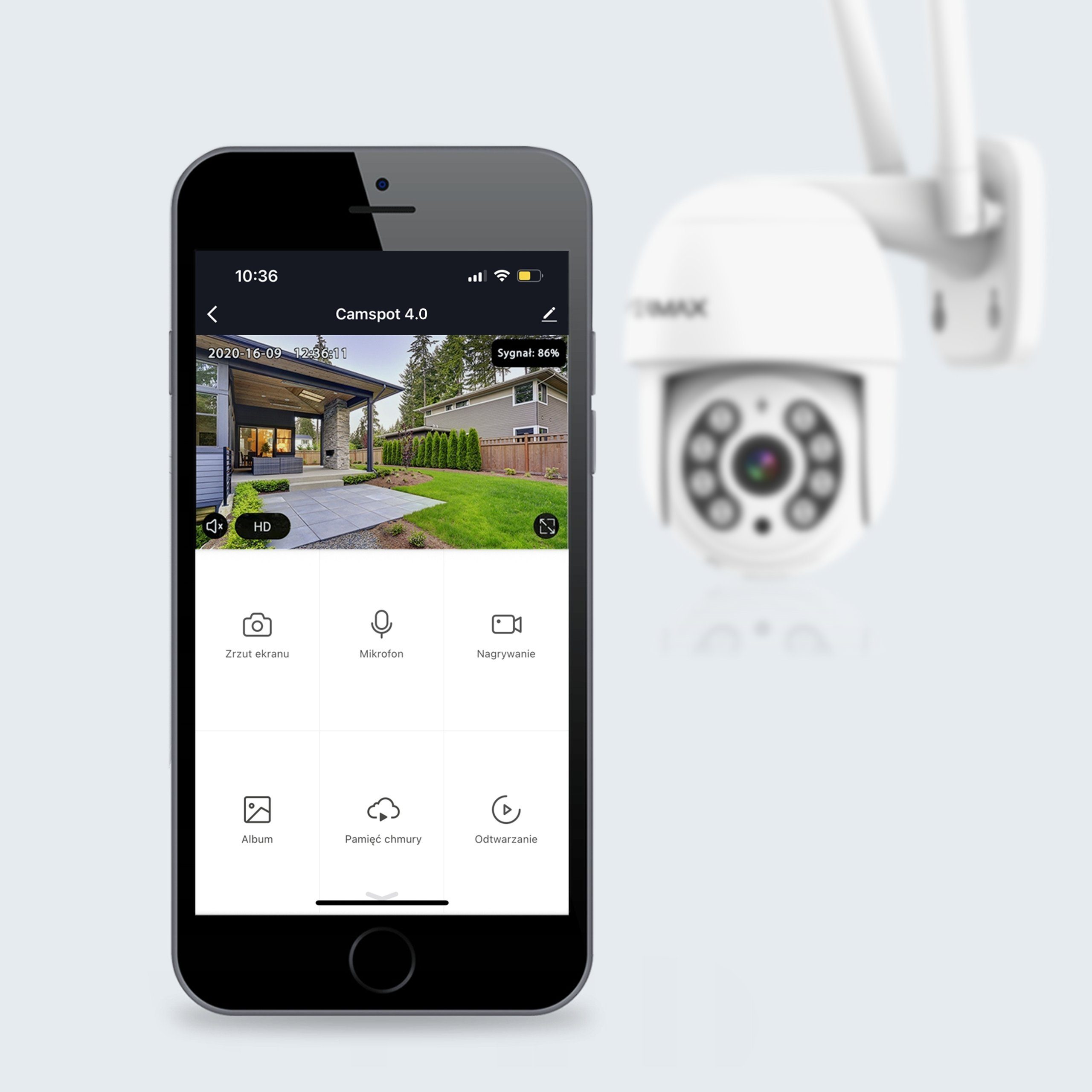 Overmax Camspot 4.0 PTZ Überwachungskamera (innerbereich, Externer Bereich, Full HD, Wifi, Farbenachtmodus, 350 Grad, Auto-Tracking)