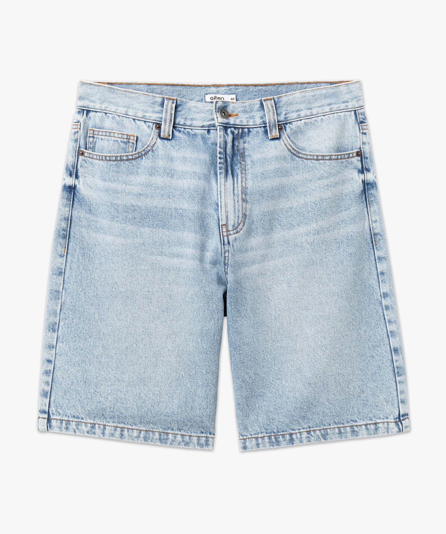 Bermuda en jean homme en denim délavé bleach | GEMO