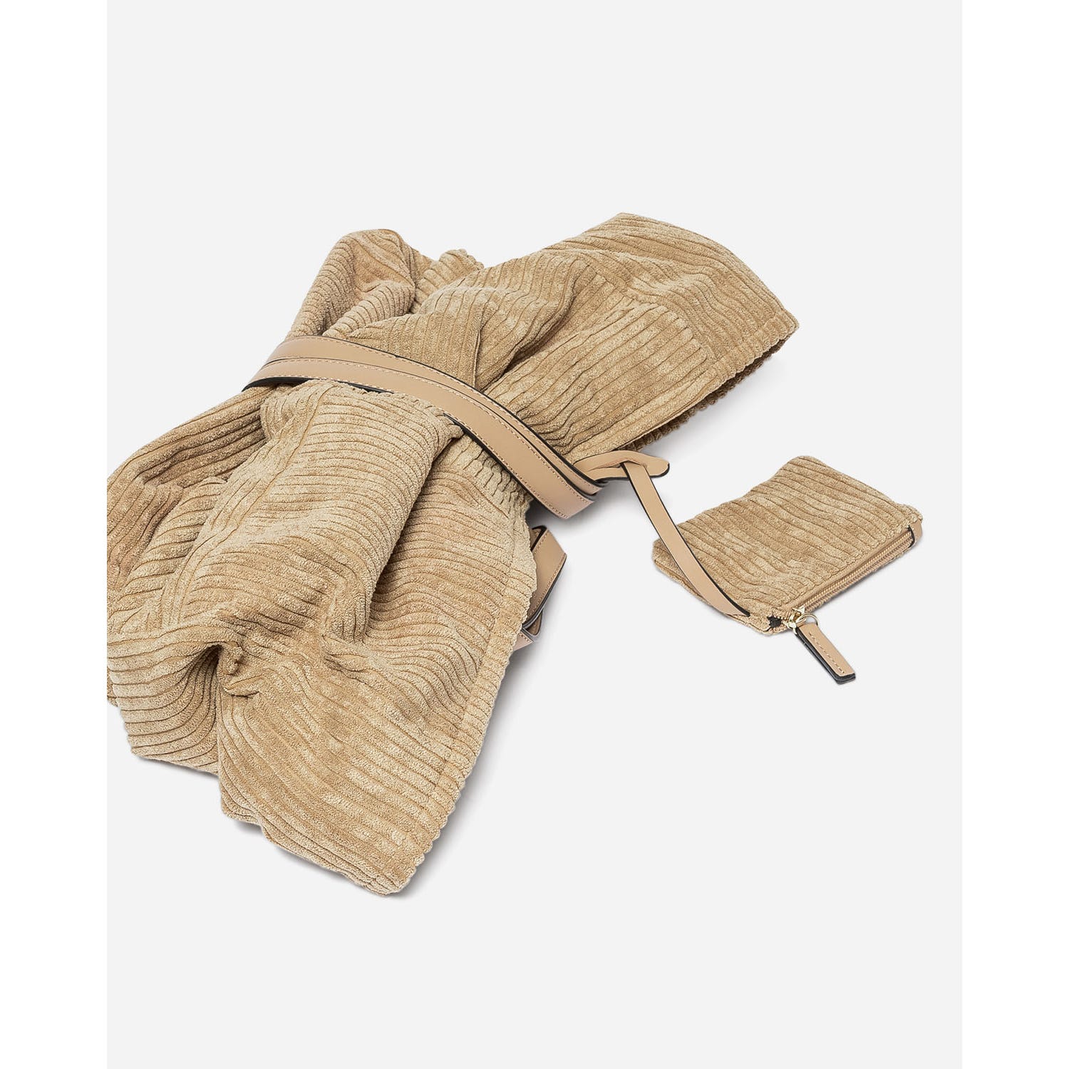 Sac cabas camel en velours côtelé