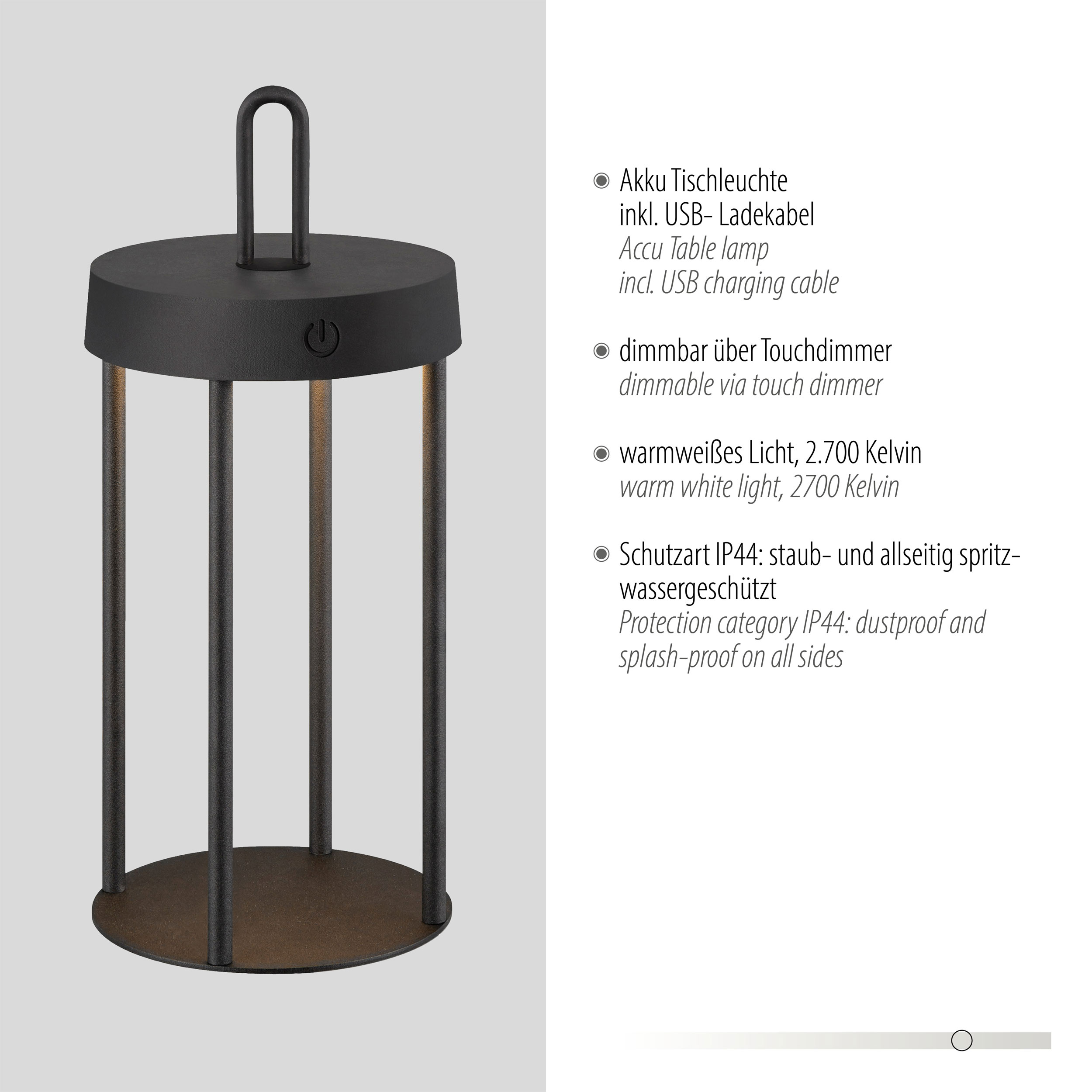 JUST LIGHT.LED-Akku-Tischleuchte 1flg