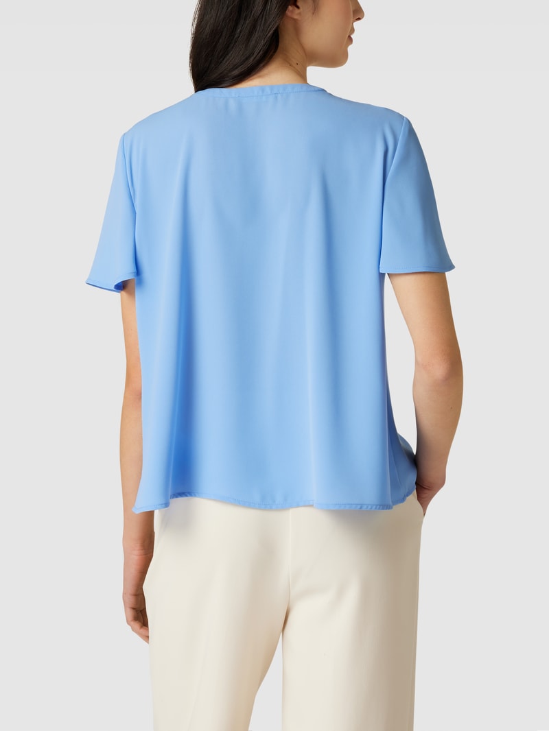 Bluse mit Schlüsselloch-Ausschnitt in bleu