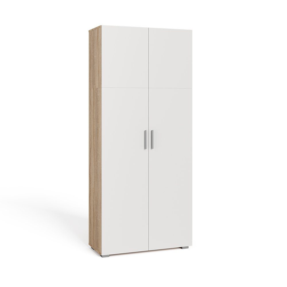 Vicco Aktenschrank Mehrzweckschrank Büroschrank FRANK Weiß / Sonoma