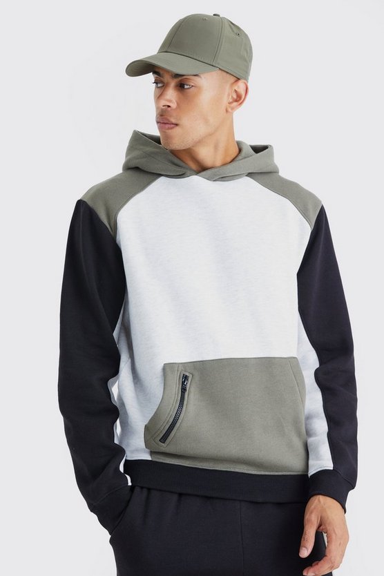 Raglan Colorblock Trainingsanzug mit Kapuze