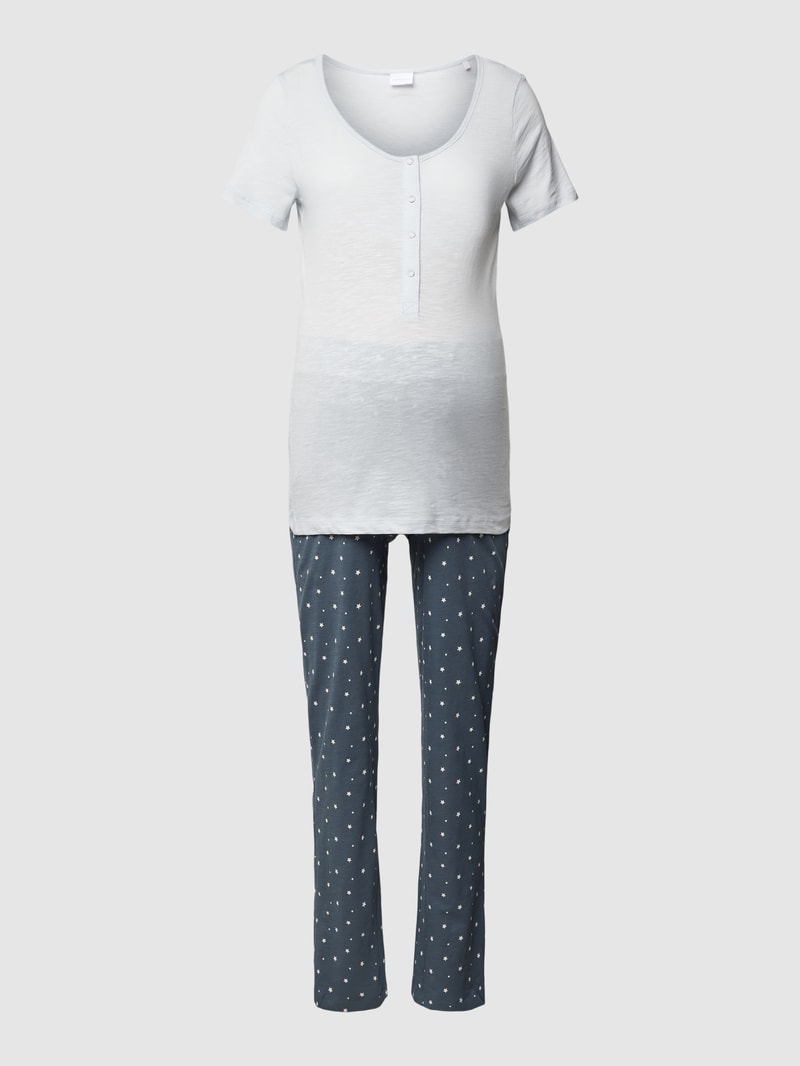Umstands-Pyjama mit kurzer Druckknopfleiste Modell 'MIRA STAR' in bleu