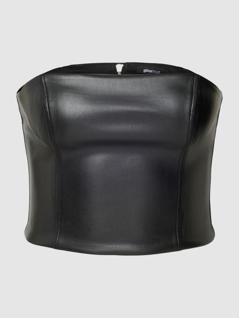 Cropped Bandeau-Top in Leder-Optik in schwarz