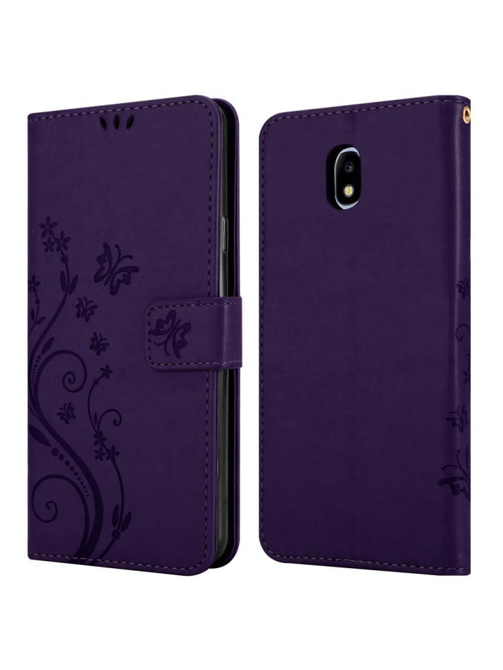 cadorabo Hülle für Samsung Galaxy J5 2017 Blumen Design in FLORAL DUNKEL LILA günstig kaufen onesize