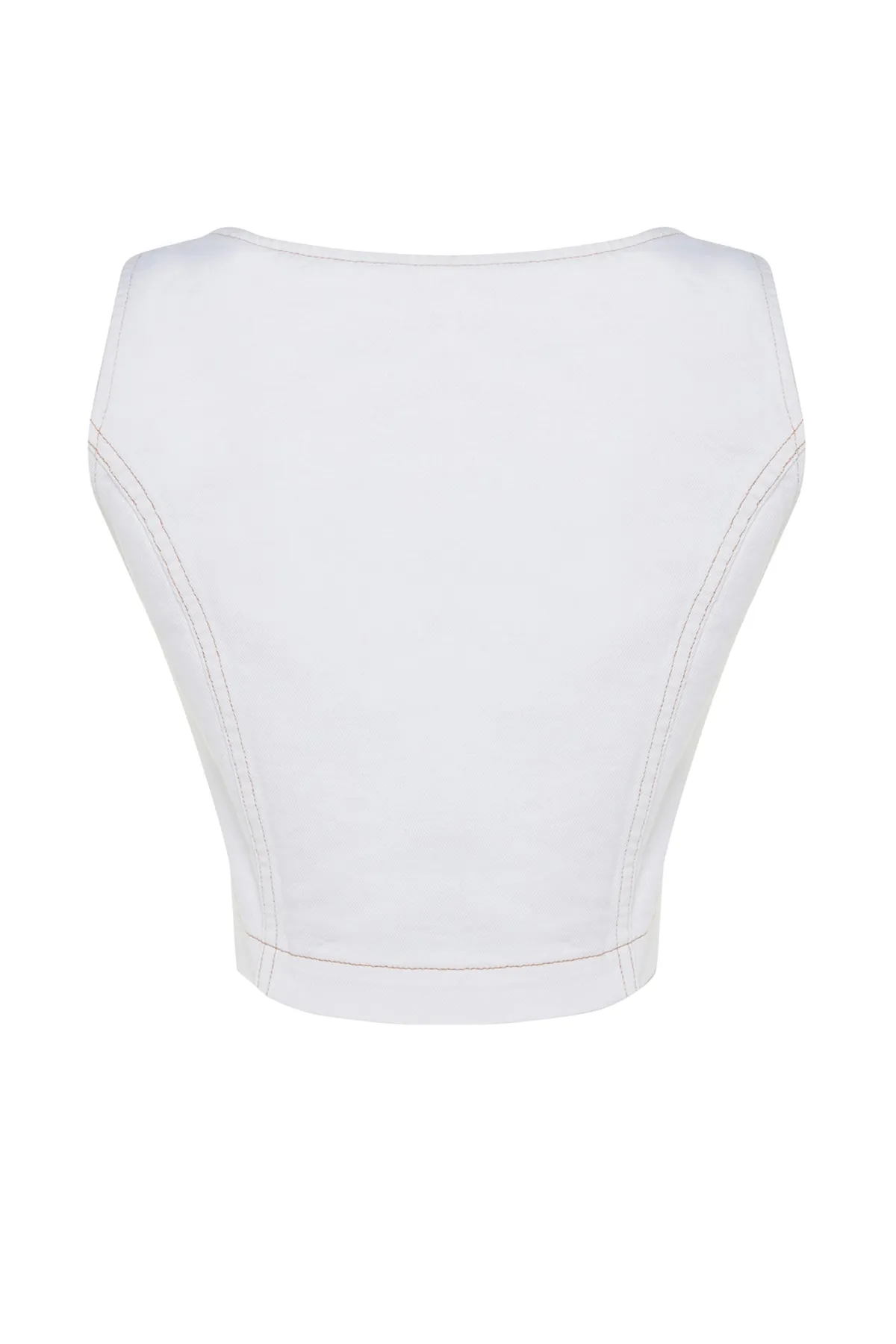 Trendyol Collection  Weißes Jeans-Bustier in limitierter Auflage mit Nieten-Detail TWOSS23BS00015