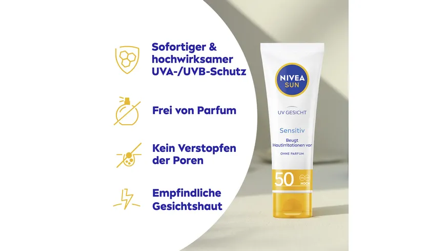 NIVEA Sun UV Gesicht sensitiv Sonnenschutz LF50 50 ml