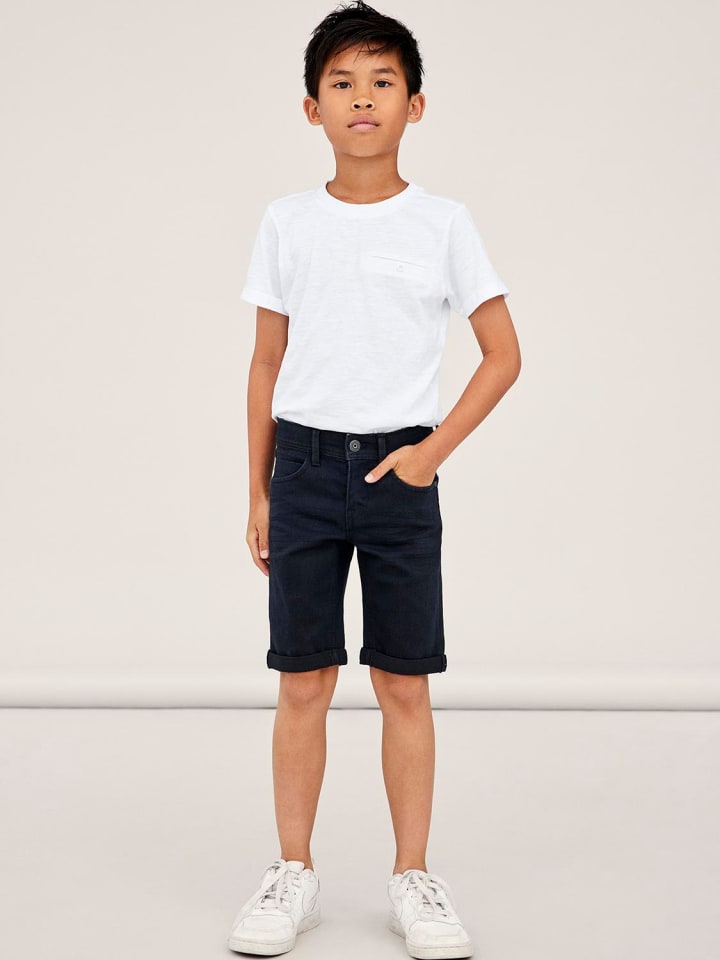name it Stretch Jeans Shorts Kurze Denim Hose 5-Pocket in Schwarz günstig kaufen 158