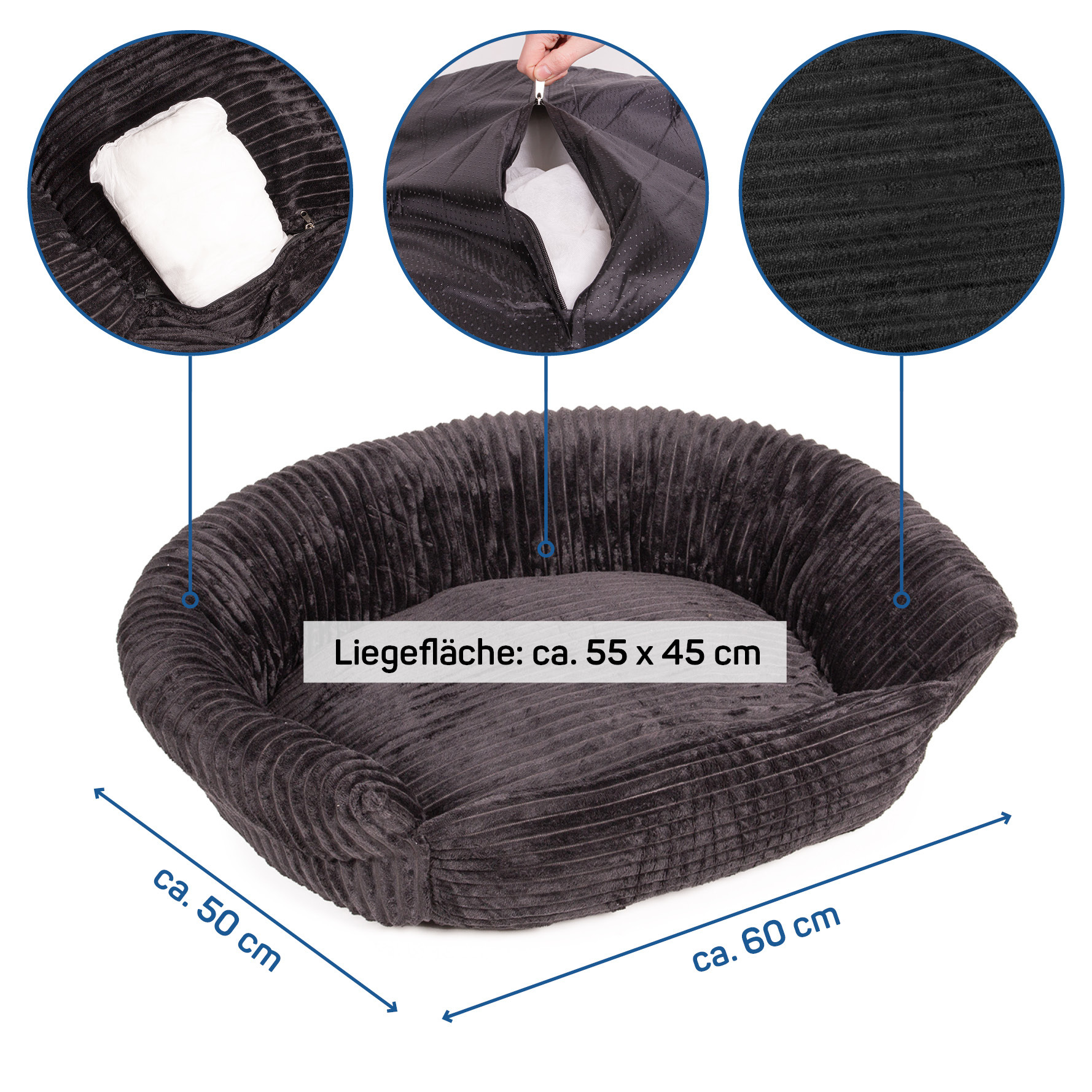 Wagner Hundebetten Wagner Wallace & Jones Hundebett Cordo schwarz S
