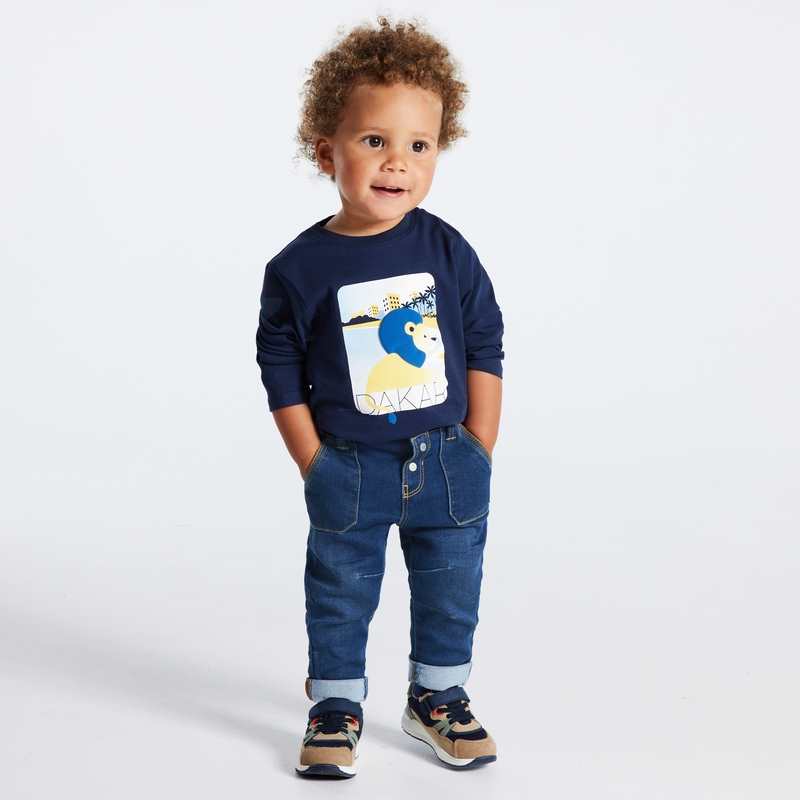Pantalon denim knitlook bleu bébé garçon