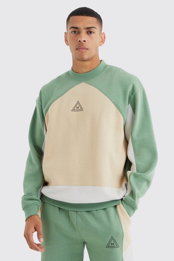 Oversize Colorblock Sweatshirt mit Logo