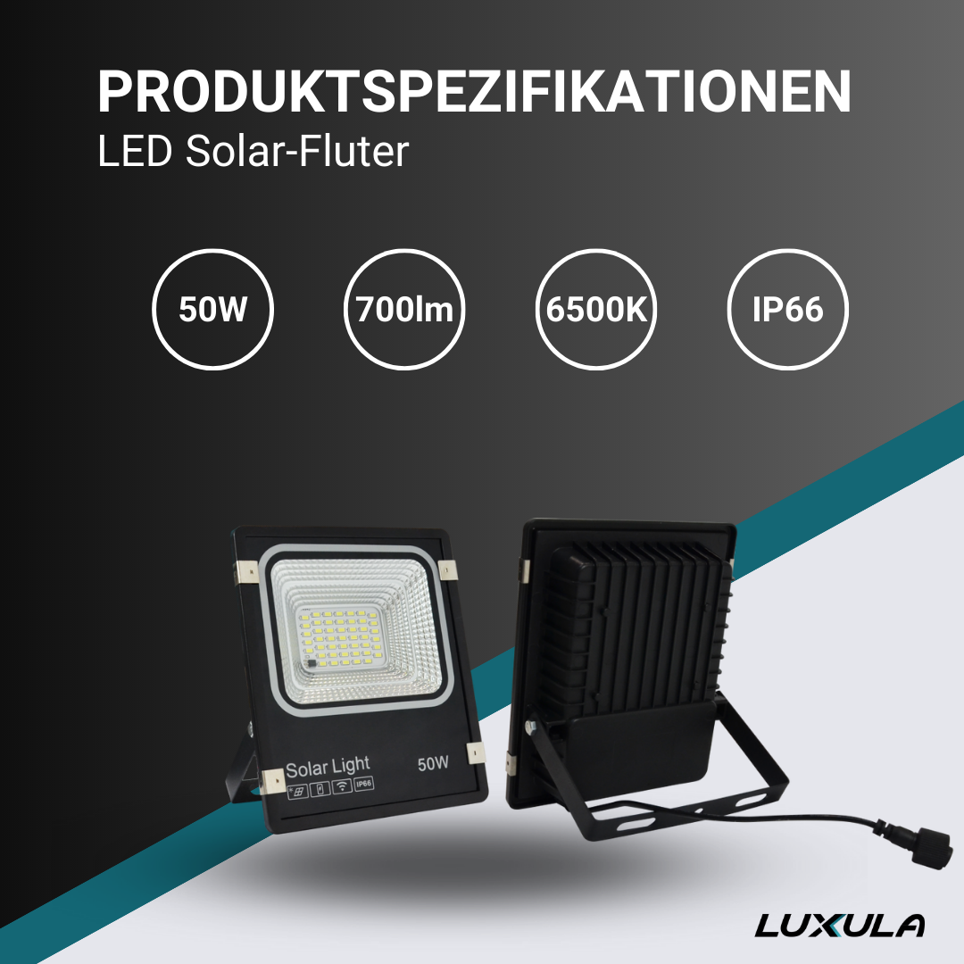LUXULA Solarstrahler, LED-Fluter, Solar mit Akku, 6 W PV