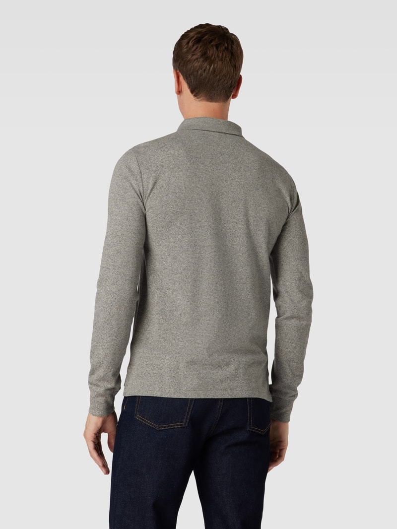 Slim Fit Poloshirt mit Label-Stitching in hellgrau meliert