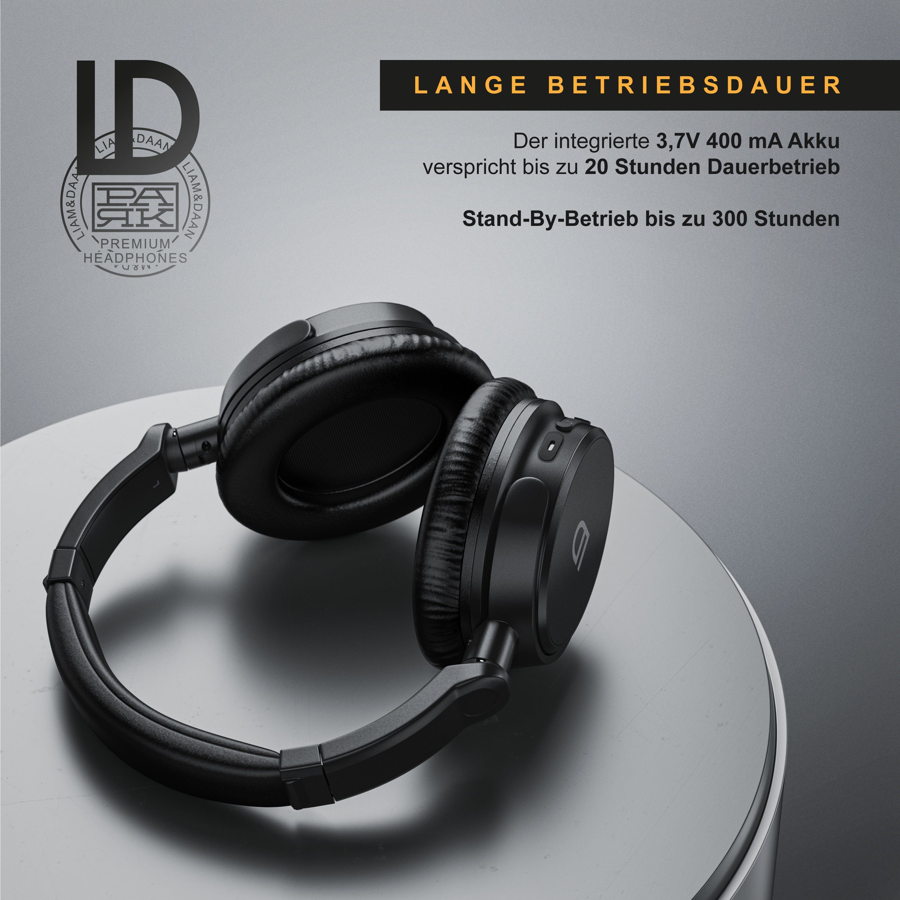 LIAM&DAAN Bluetooth-Kopfhörer (Bluetooth, kabelloses On-Ear Headset, Wireless BT Headphone mit Akku & 3,5mm AUX)