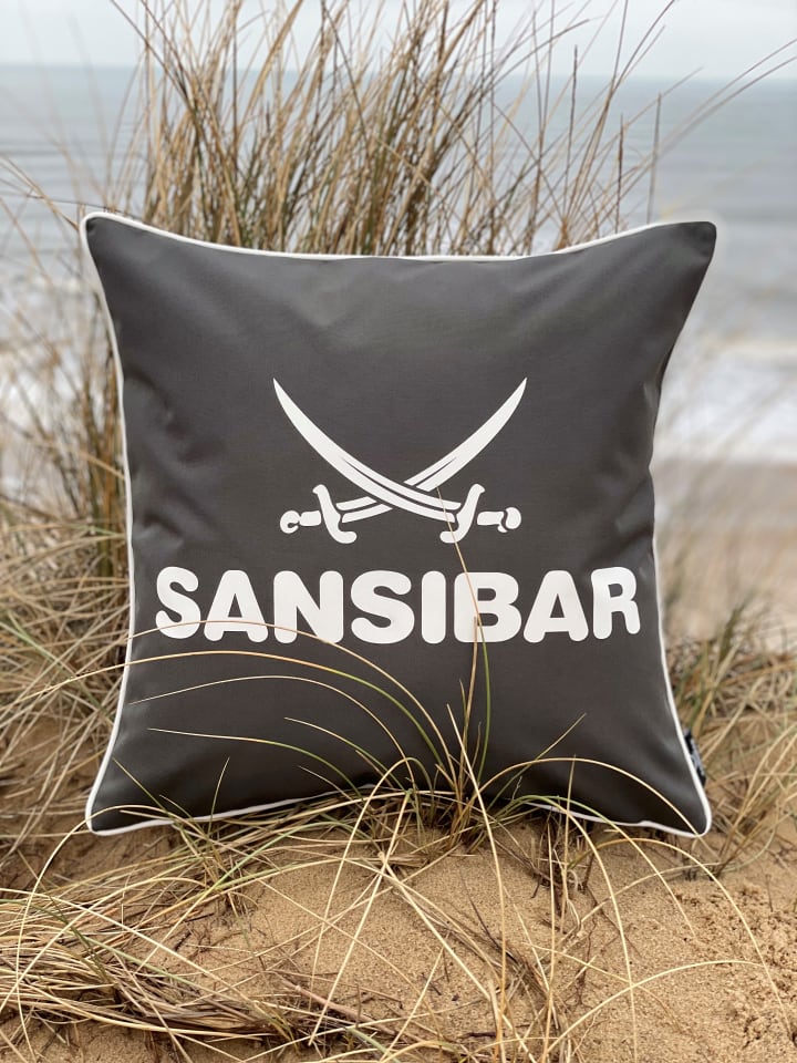 Sansibar Outdoor-Kissen mit Füllung in Anthrazit/Offwhite, 45x45 cm günstig kaufen 45x45 cm