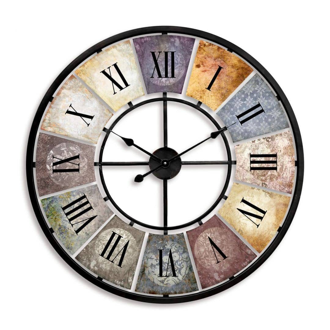 K&L Wall Art Wanduhr Große Vintage Metall Wanduhr Wohnzimmer 50cm oder 80cm Retro Uhr Küche (Used Look Metalluhr, leises Quarz Uhrwerk)