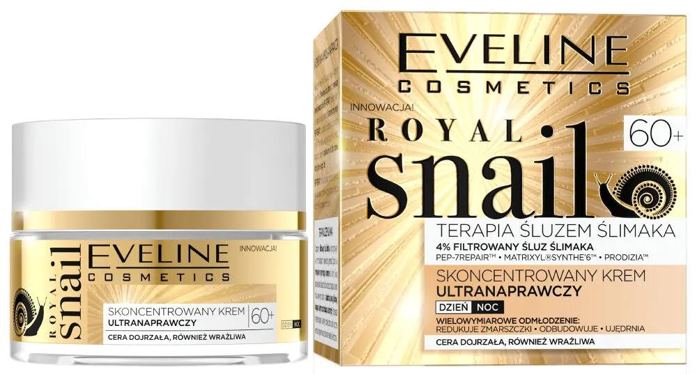 „Eveline Royal Snail“ itin atkuriamasis dieninis ir naktinis kremas nuo 60 metų