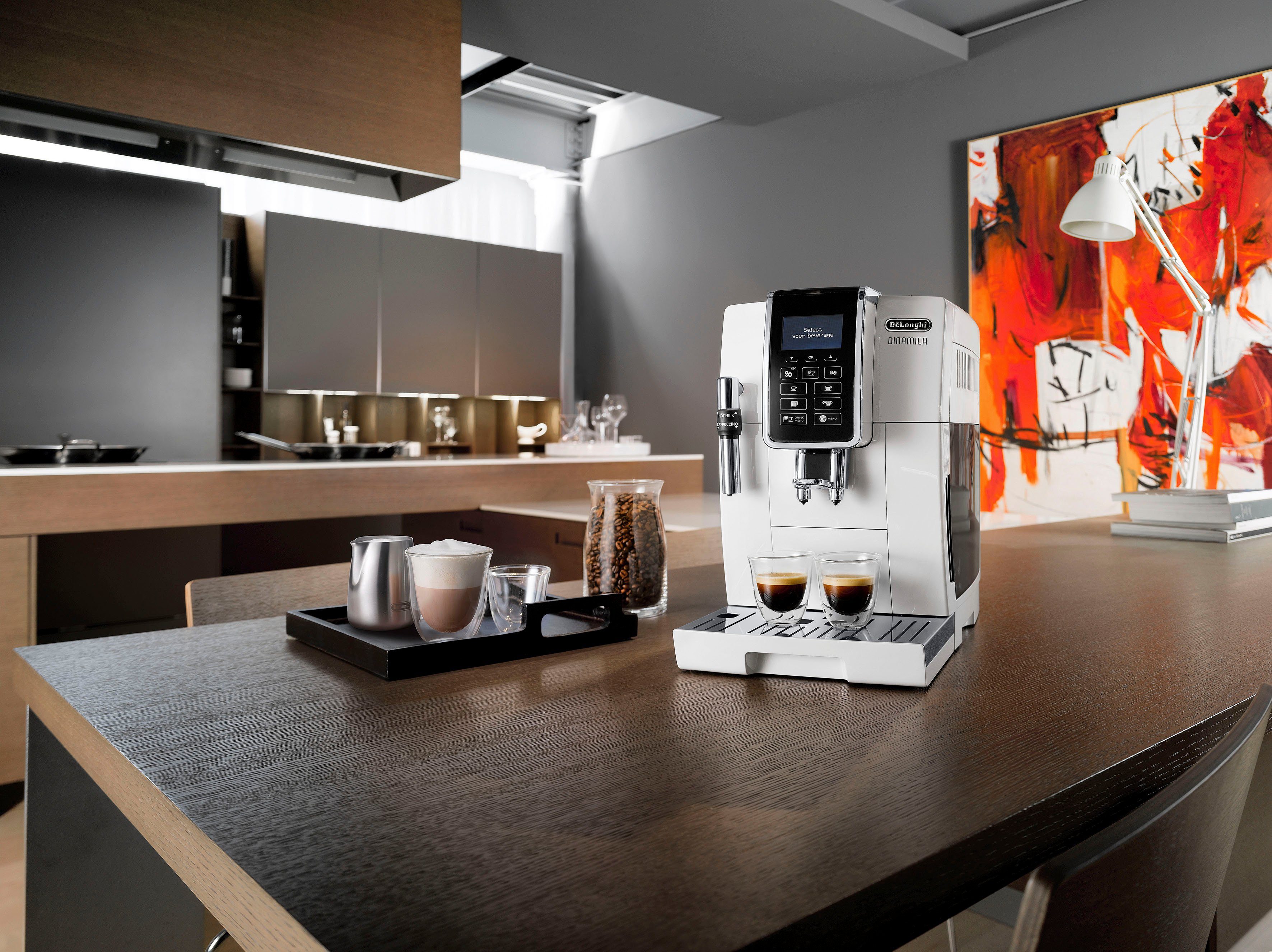 De'Longhi Kaffeevollautomat Dinamica ECAM 350.35.W, großer 1.8l Wassertank