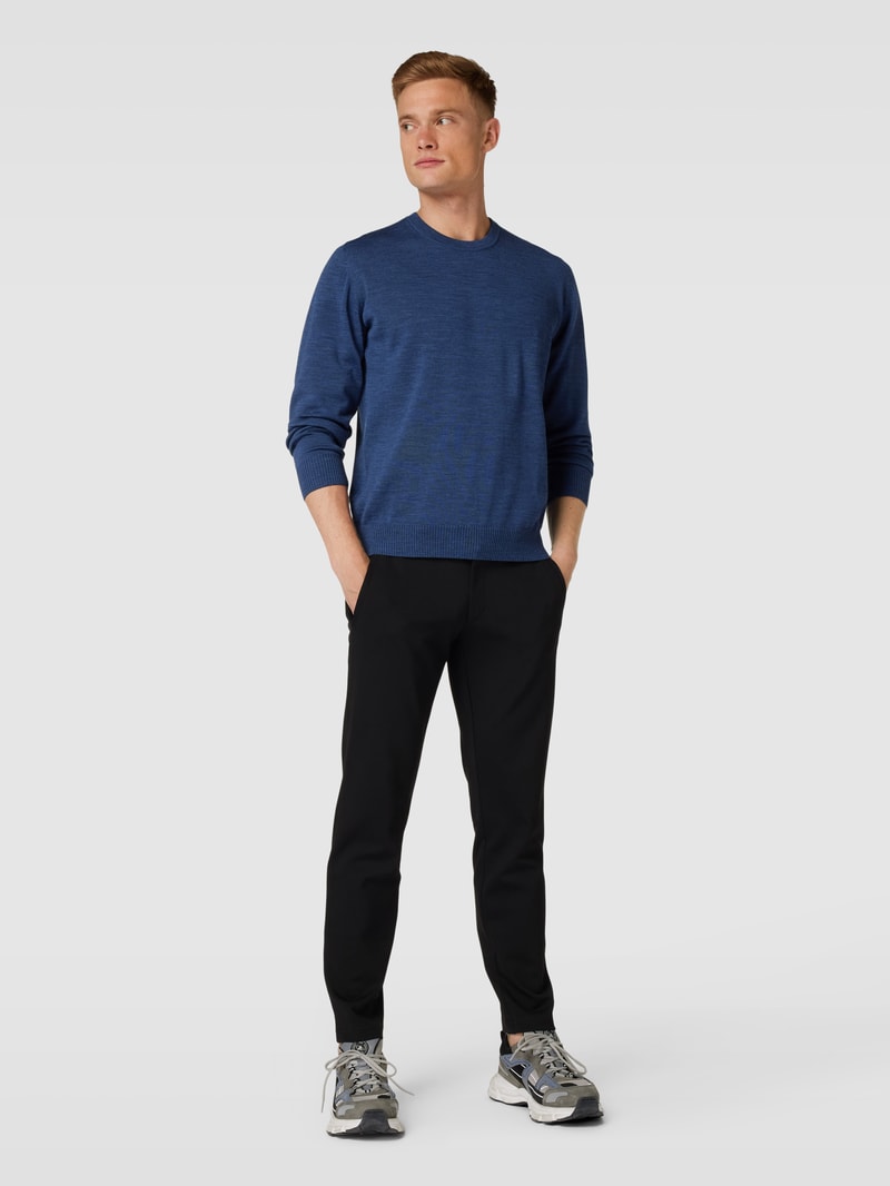 Strickpullover mit gerippten Abschlüssen in ozean blau meliert