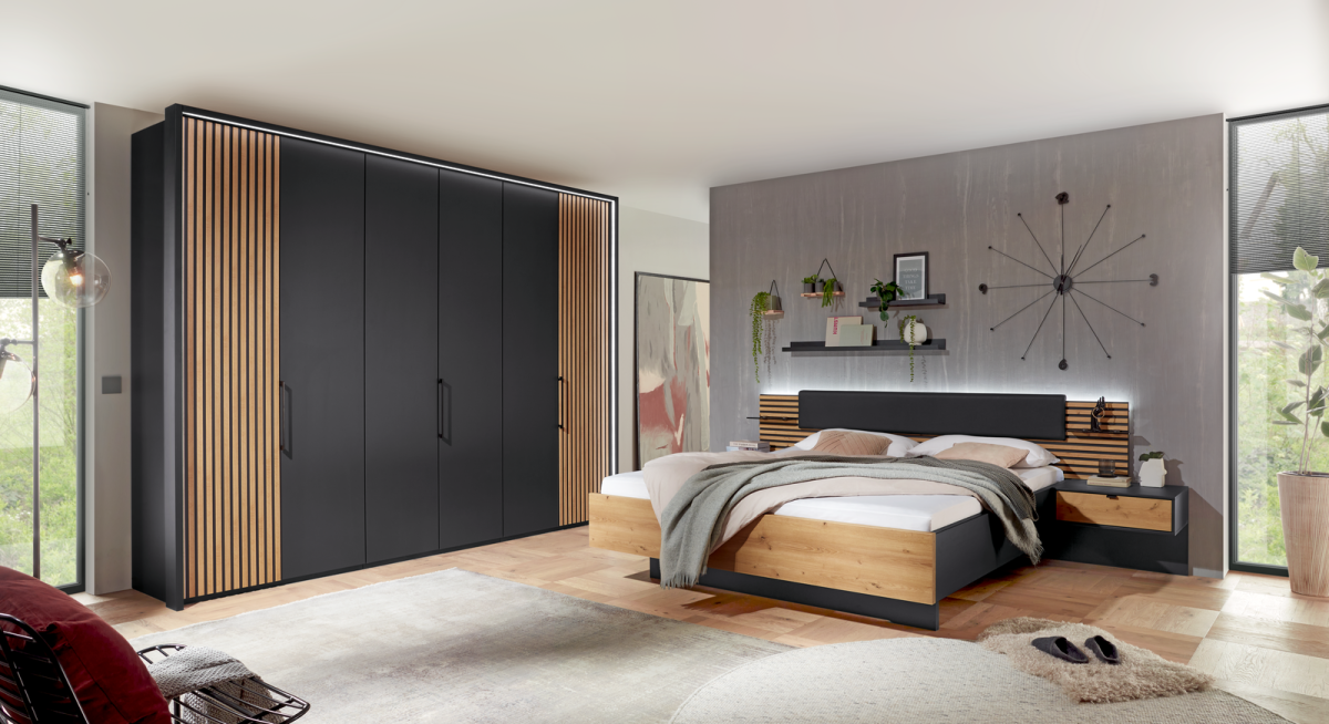 Bett Manhatten Graphit-Eiche