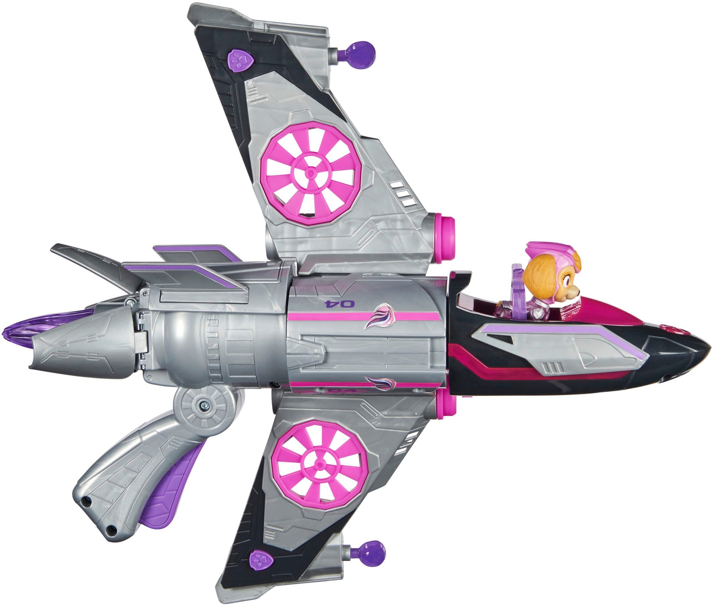 Spin Master Spielzeug-Flugzeug PAW Patrol, Der Mighty Kinofilm: Skyes Deluxe Superhelden-Jet, inkl. Skye Figur, mit Licht- und Soundeffekt