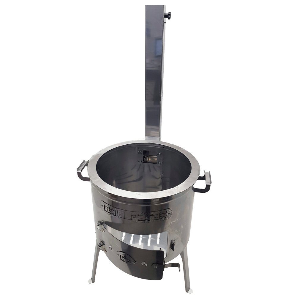 Grillpeter Feuerstelle Utschak Timur Edelstahl 2mm mit Abzugsrohr Feuerofen für Kazan
