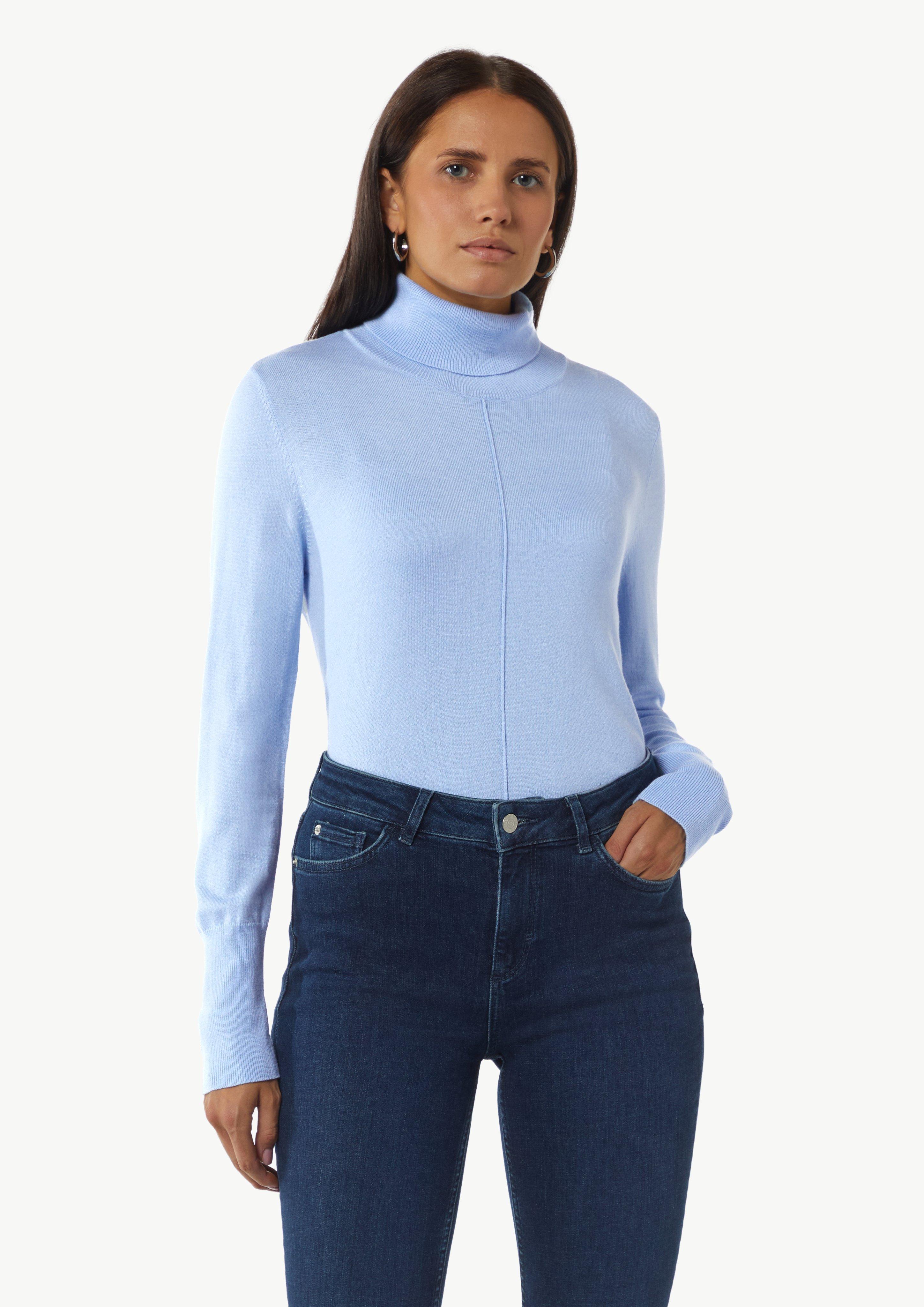 Strickpullover mit Turtleneck  - himmelblau