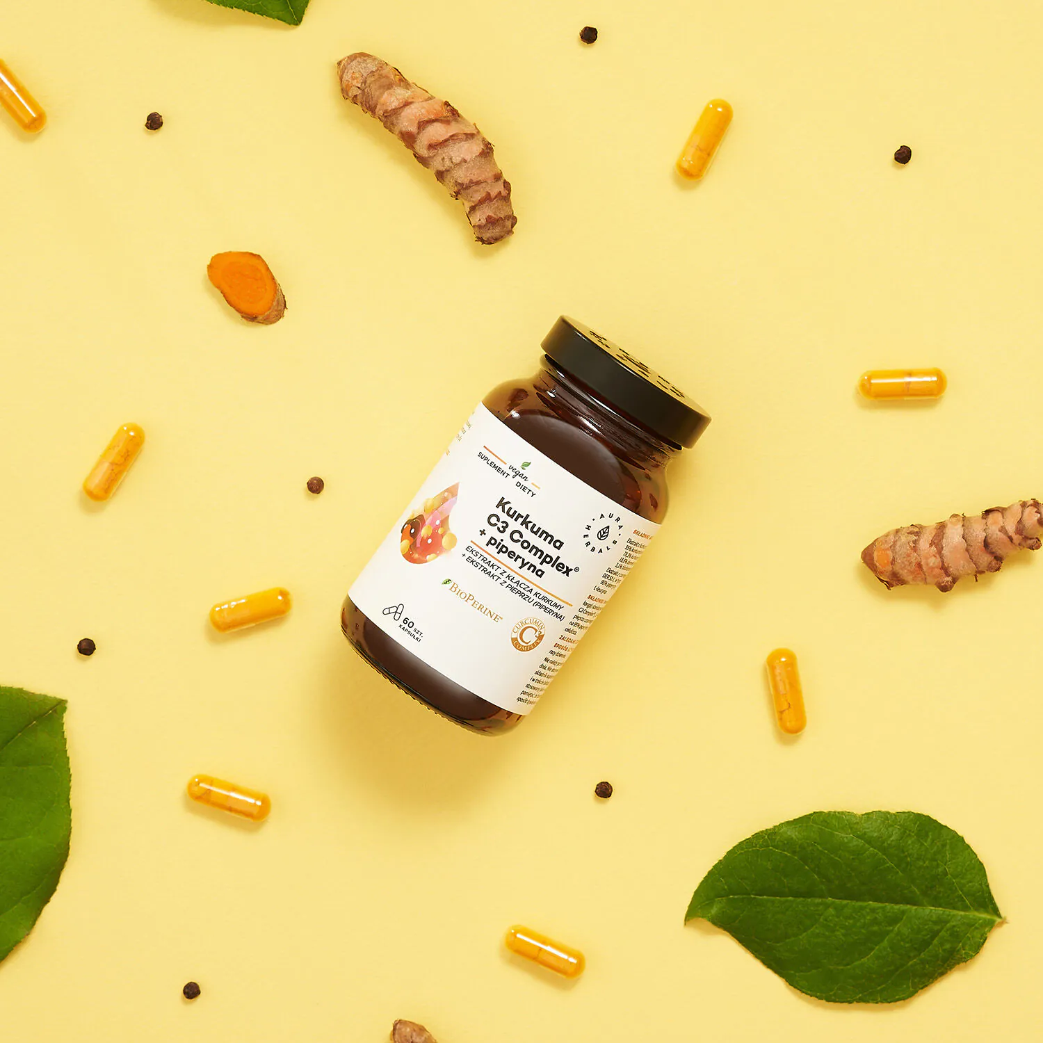 Κάψουλες Aura Herbals με σύμπλεγμα C3 500 mg με κουρκουμά + πιπερίνη