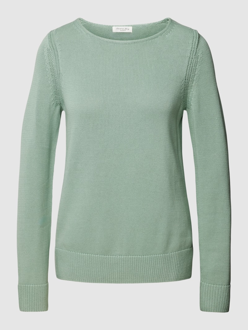Strickpullover mit U-Boot-Ausschnitt in schilf