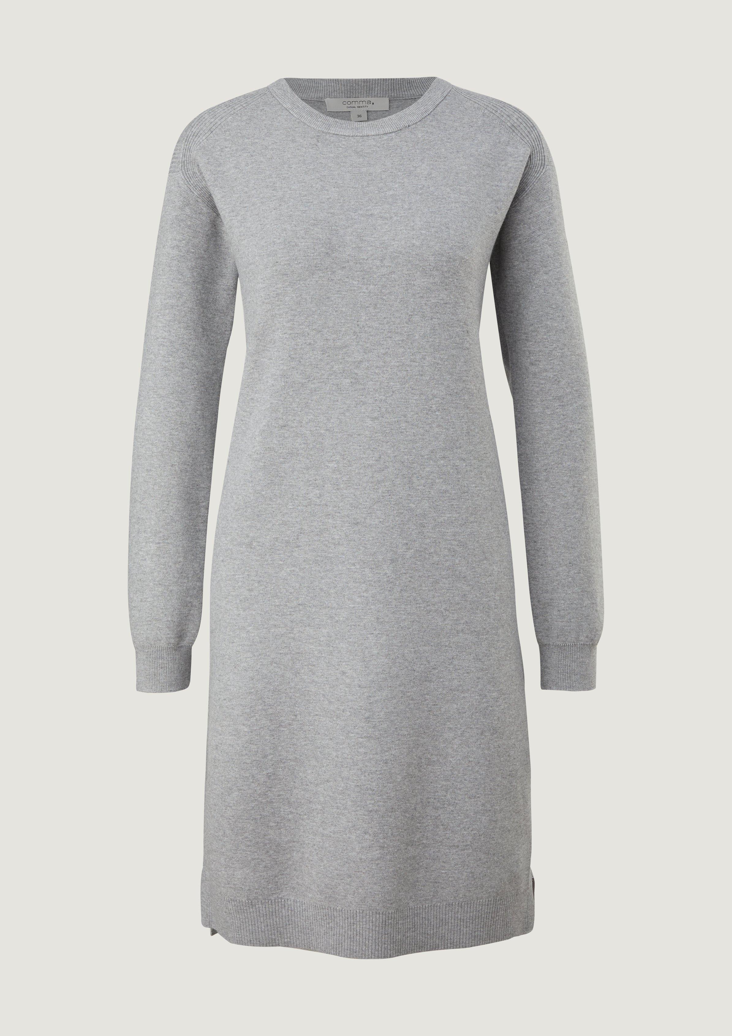 Feinstrickkleid mit Ripp-Details - graphit