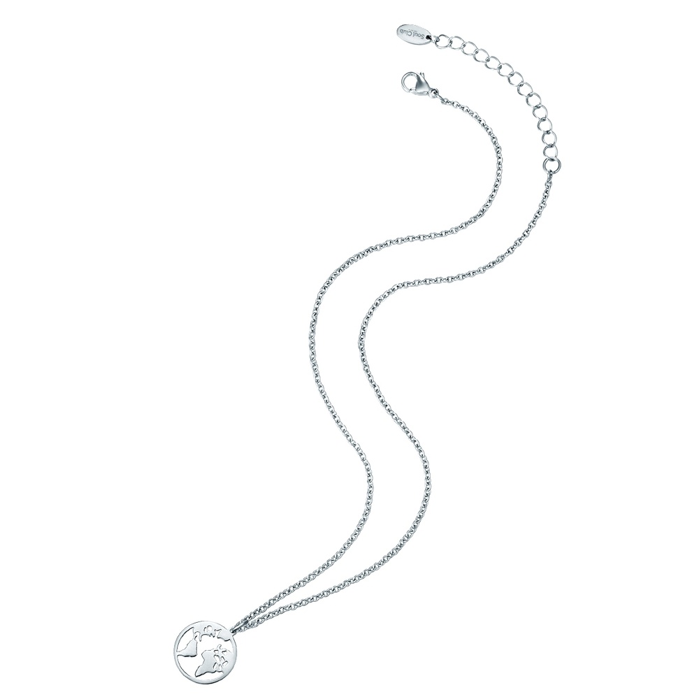 EASTSIDE Collier en acier inoxydé carte du monde Acier inoxydable en Argent collier