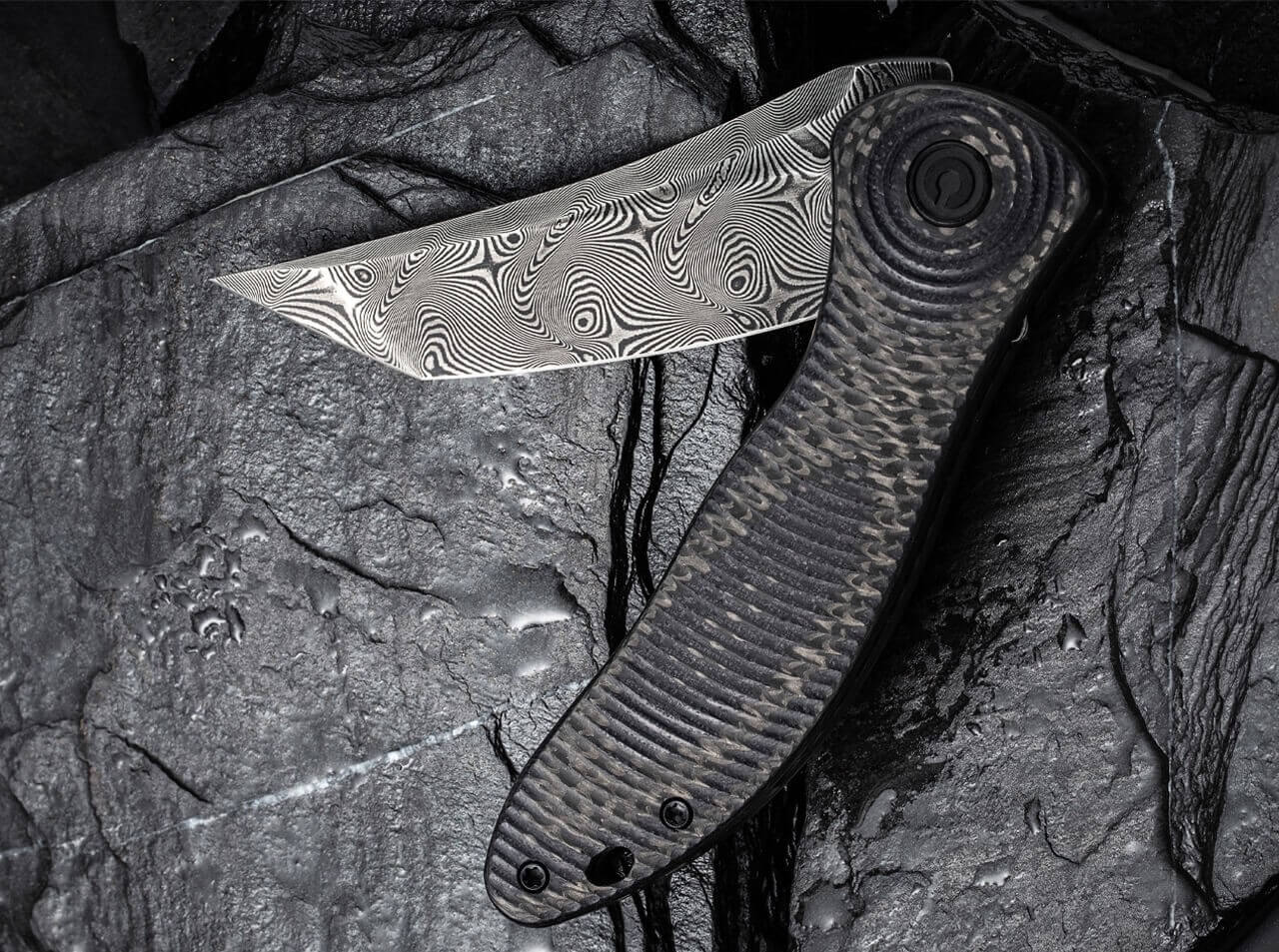 Synergy 3 Damascus G10 CF Black Tanto