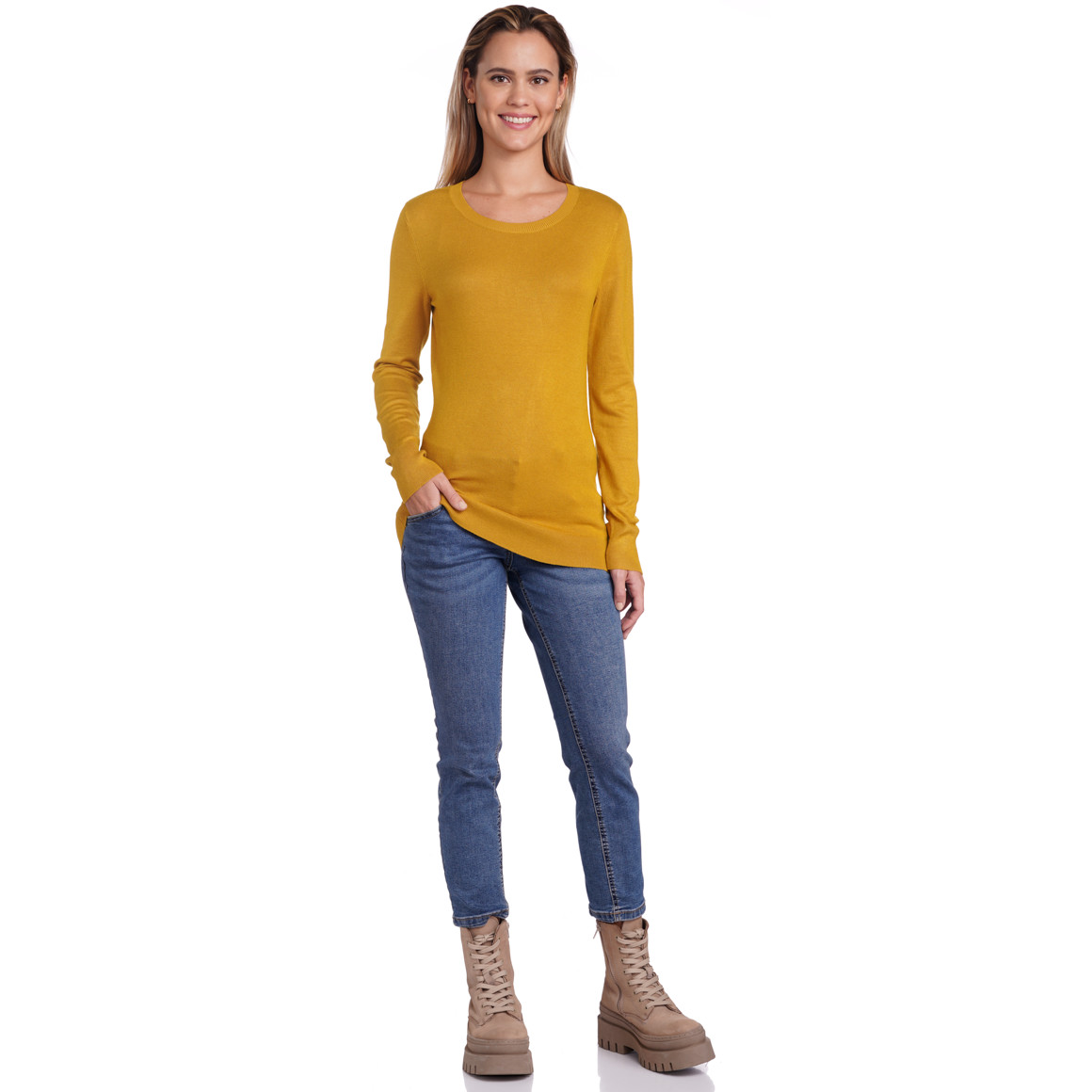 Damen Feinstrickpullover mit Rundhals