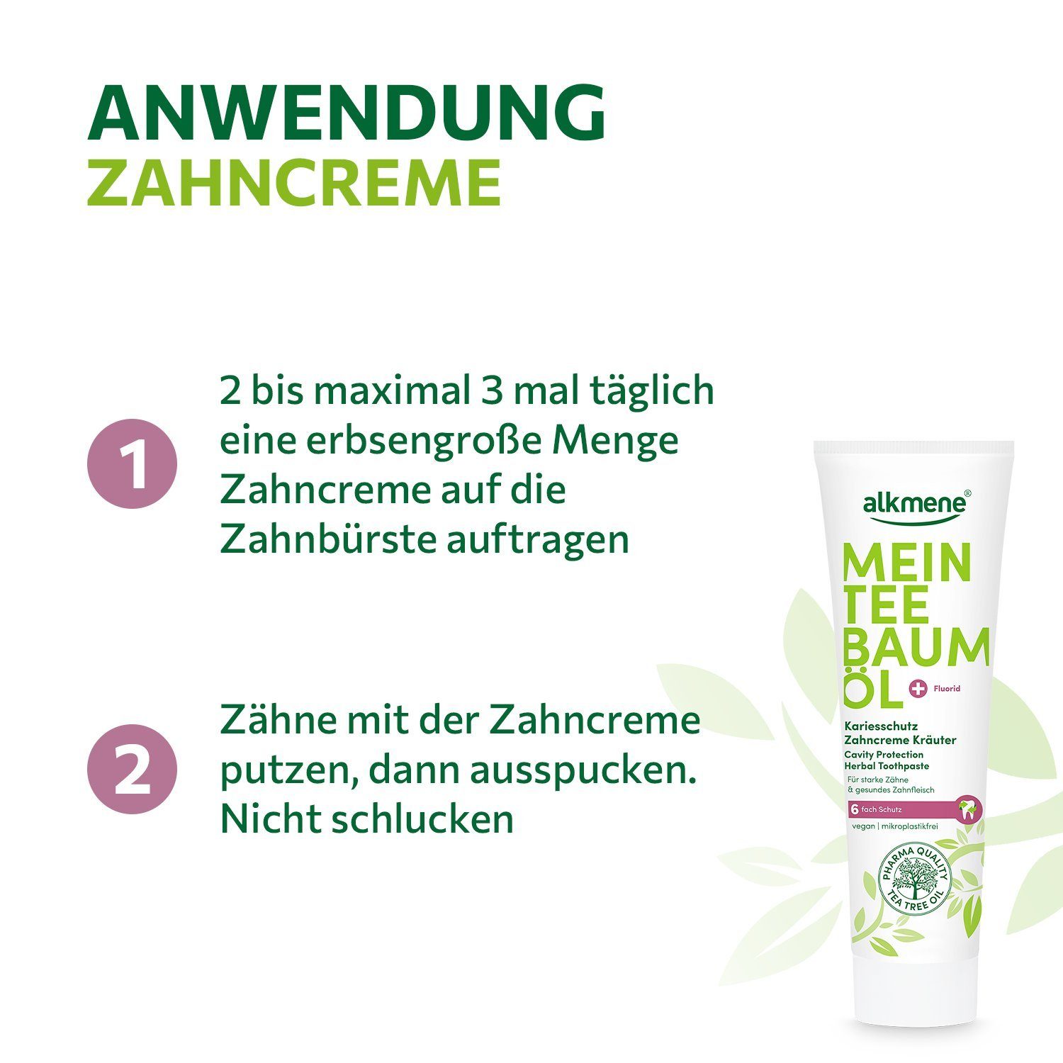 alkmene Zahnpasta 6x Teebaumöl Kariesschutz Zahncreme Kräuter - Zahnpasta 6fach Schutz, (6-St)