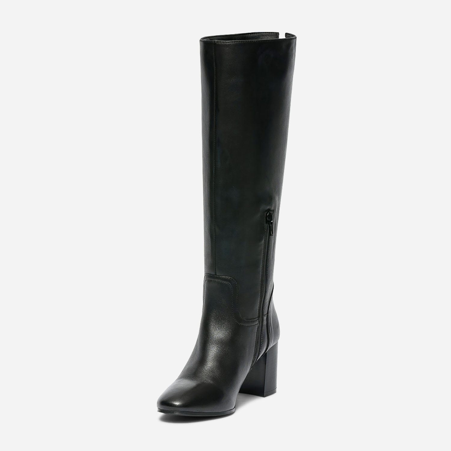 Botte noire en cuir à talon