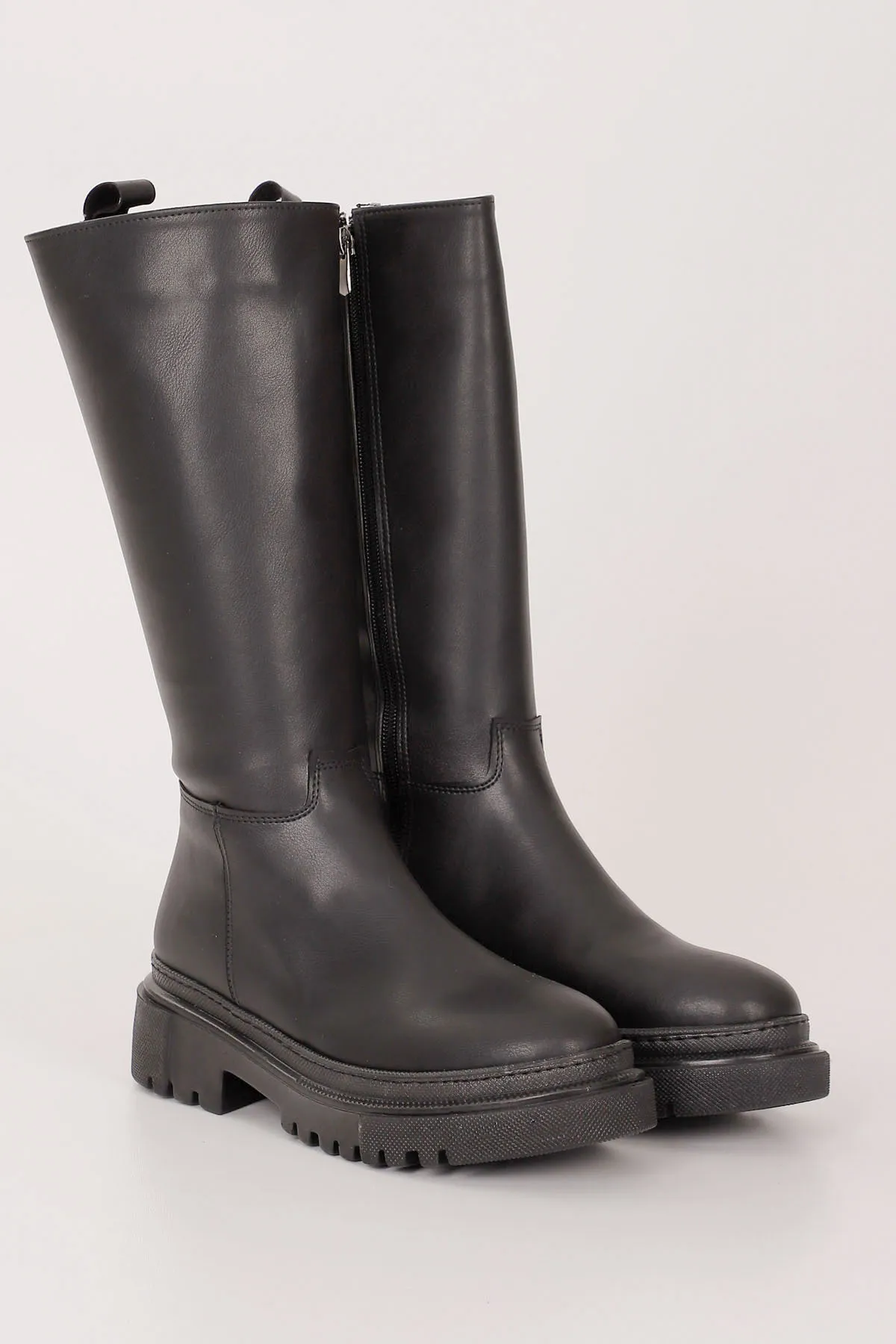 GÖNDERİ(R)  SCHWARZE Damen-Tagesstiefel mit runder Zehenpartie und Reißverschluss und Absatz 37520